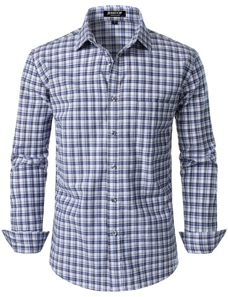 JEMITOP Men's Transitional Weather Slim Fit Long Sleeve Button Down Shirt Business Casual Dress Shirts with Pocket-44