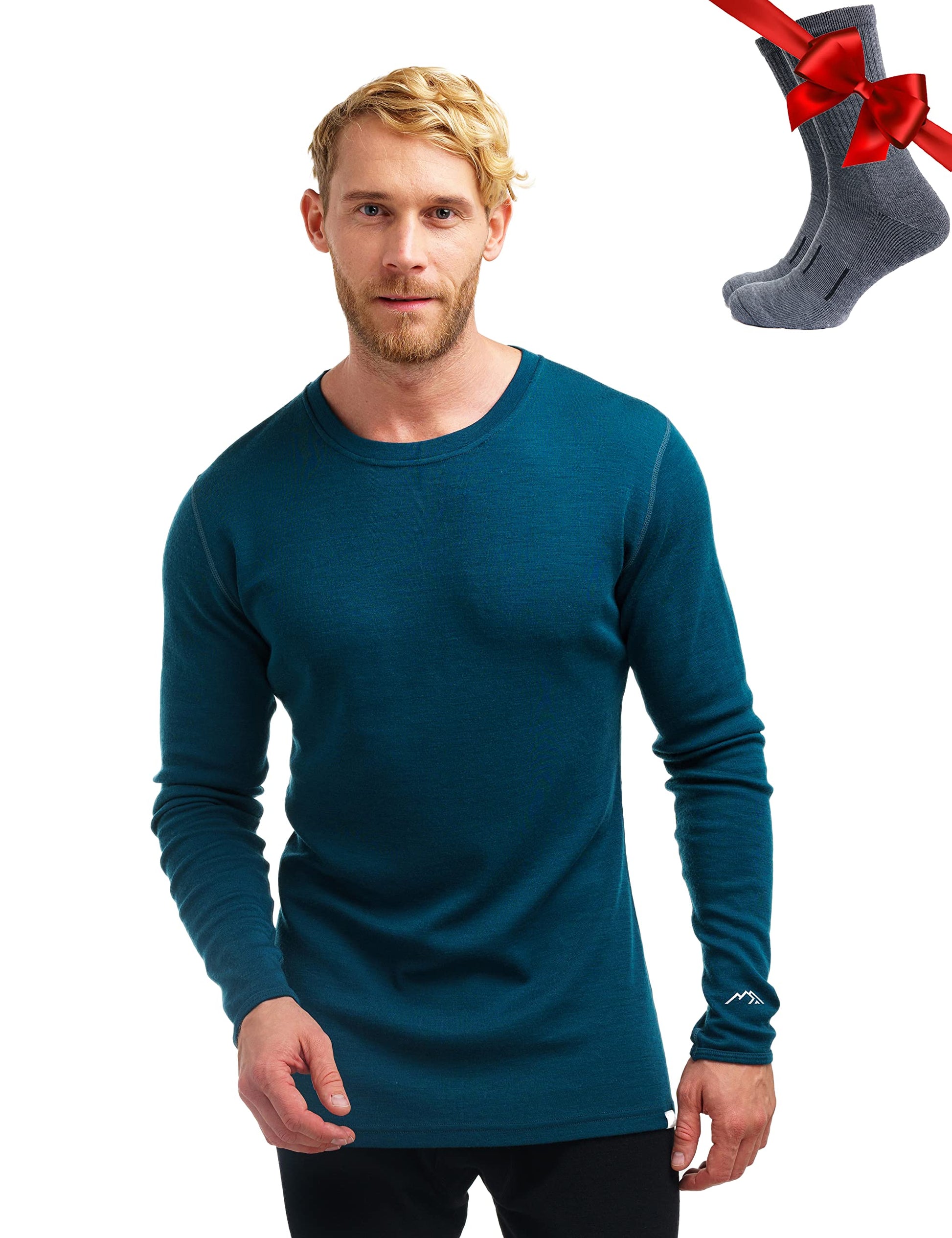 Merino.tech Merino Wool Base Layer - Mens 100% Merino Wool Long Sleeve Thermal Shirts Heavyweight, Midweight, Lite with Socks-5