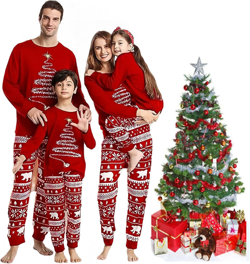 lohill Christmas Pajamas for Family, Womens Sanda Claus Snow Print Xmas Pjs Pajamas matching christmas pjs