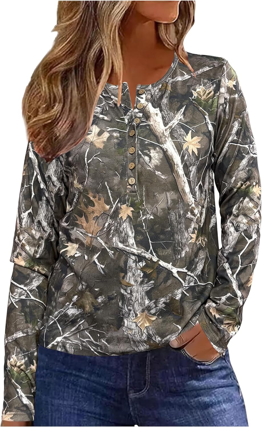 Long Sleeve Shirts for Women Henley Button Ribbed Knit Slim Fitted Tops Ladies Comfrt Trendy Undershir Clothes Tee Shirt-30