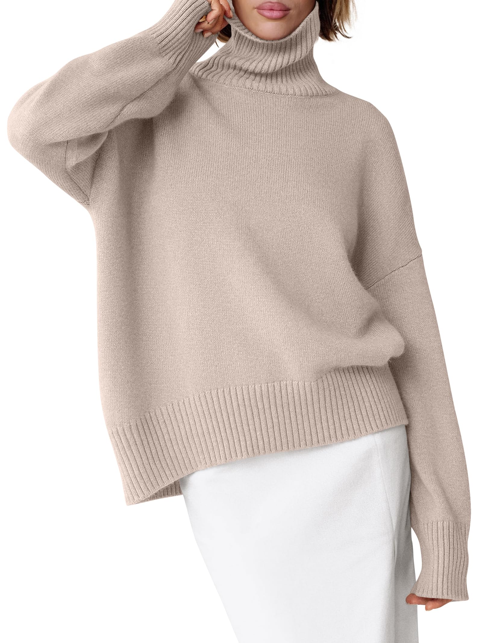 ANRABESS Womens Turtleneck Sweaters Oversized Chunky Long Sleeve Knit High Low Hem Pullover Top 2025 Fall Winter Fashion-68