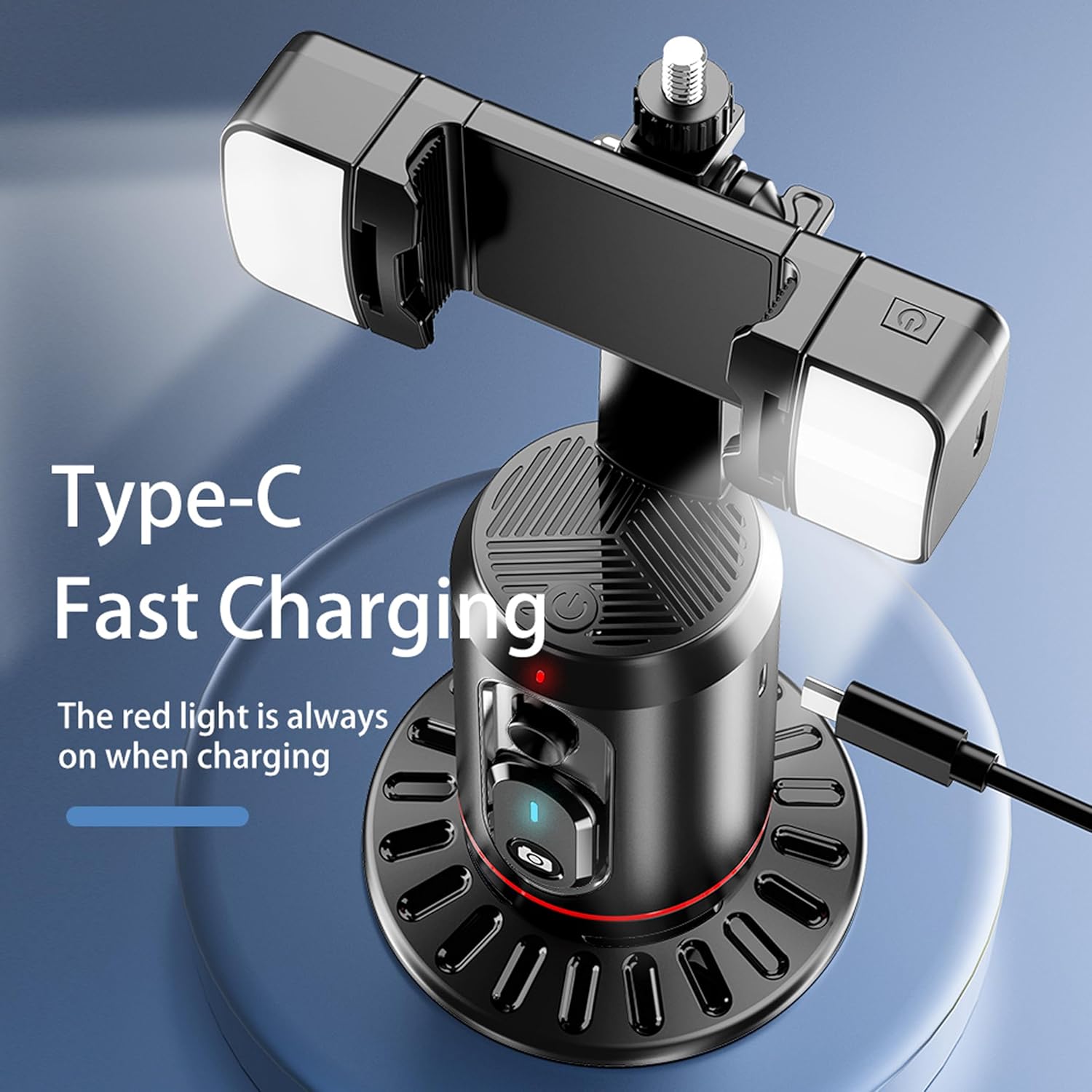 MQOUNY Auto Face Tracking Phone Holder, 360° Rotation Face Body Phone Tripod Smart Shooting Camera Mount with Rechargeable Remote and Light for Live Vlog Streaming Video, Rechargeable