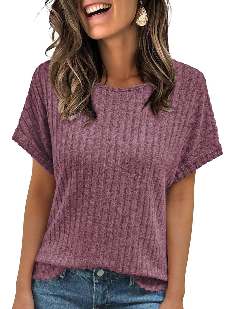 AUTOMET Women Textured Shirts Fall Sweaters Loose Fit Short Sleeve Tunic Tops 2025 Dressy Casual Business Blouses-48