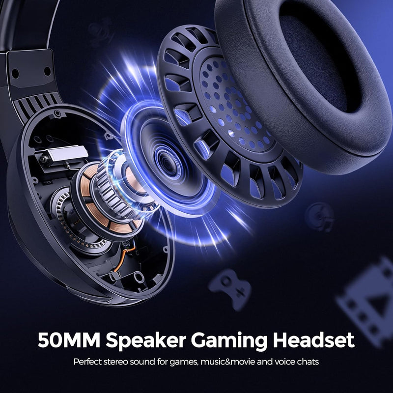 AOC Gaming Headset, Black Wired Gaming Headphones with 50mm Drivers, RGB USB Corded Headphone for PC/Laptops, Over Ear Headset with Mic for PS4/PS5/NS Switch(Docked Mode), ACG2510