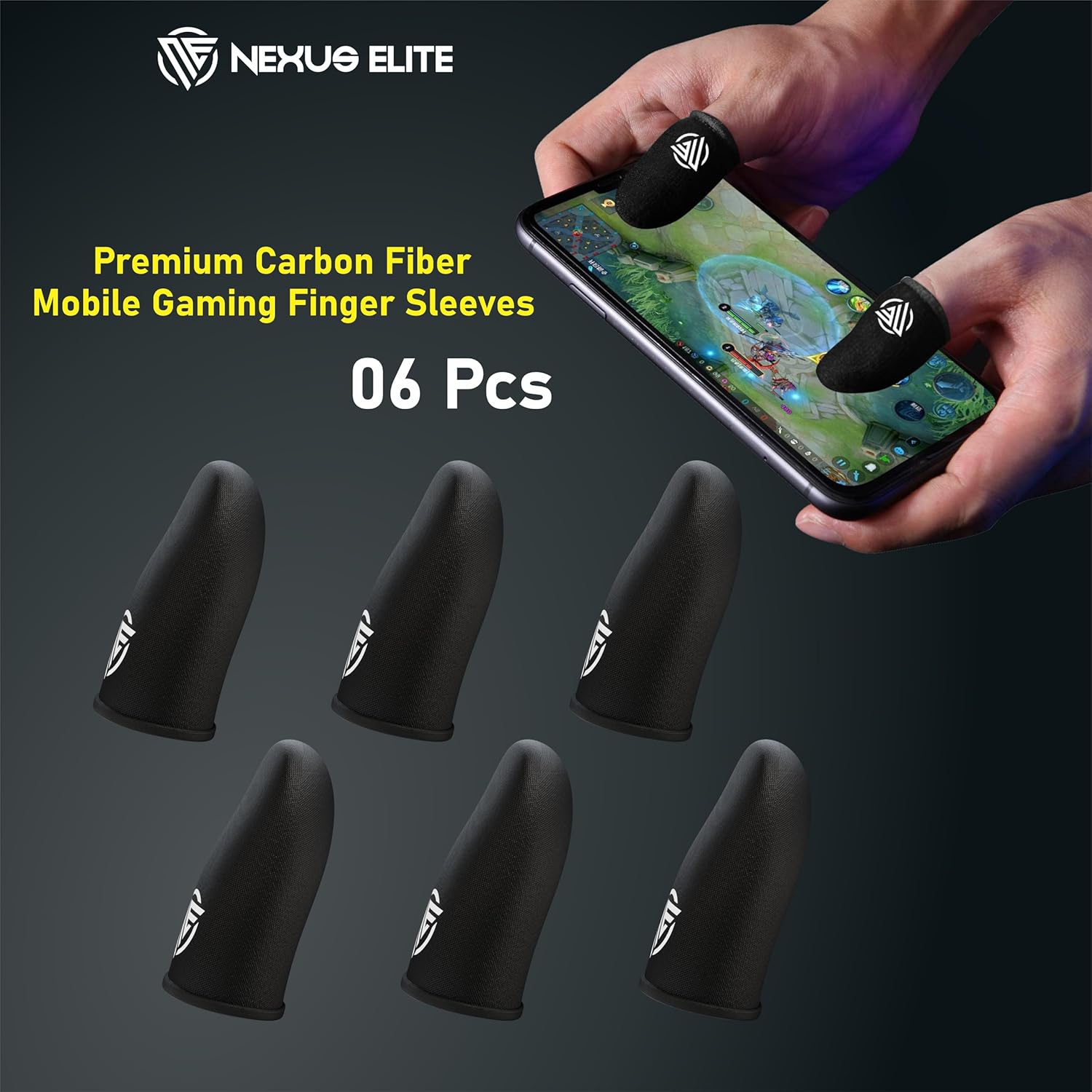 Gaming Finger Sleeves,Ultra-Thin Carbon Fiber,Anti-Sweat & Anti-Slip,Universal for all Phones & Tablets