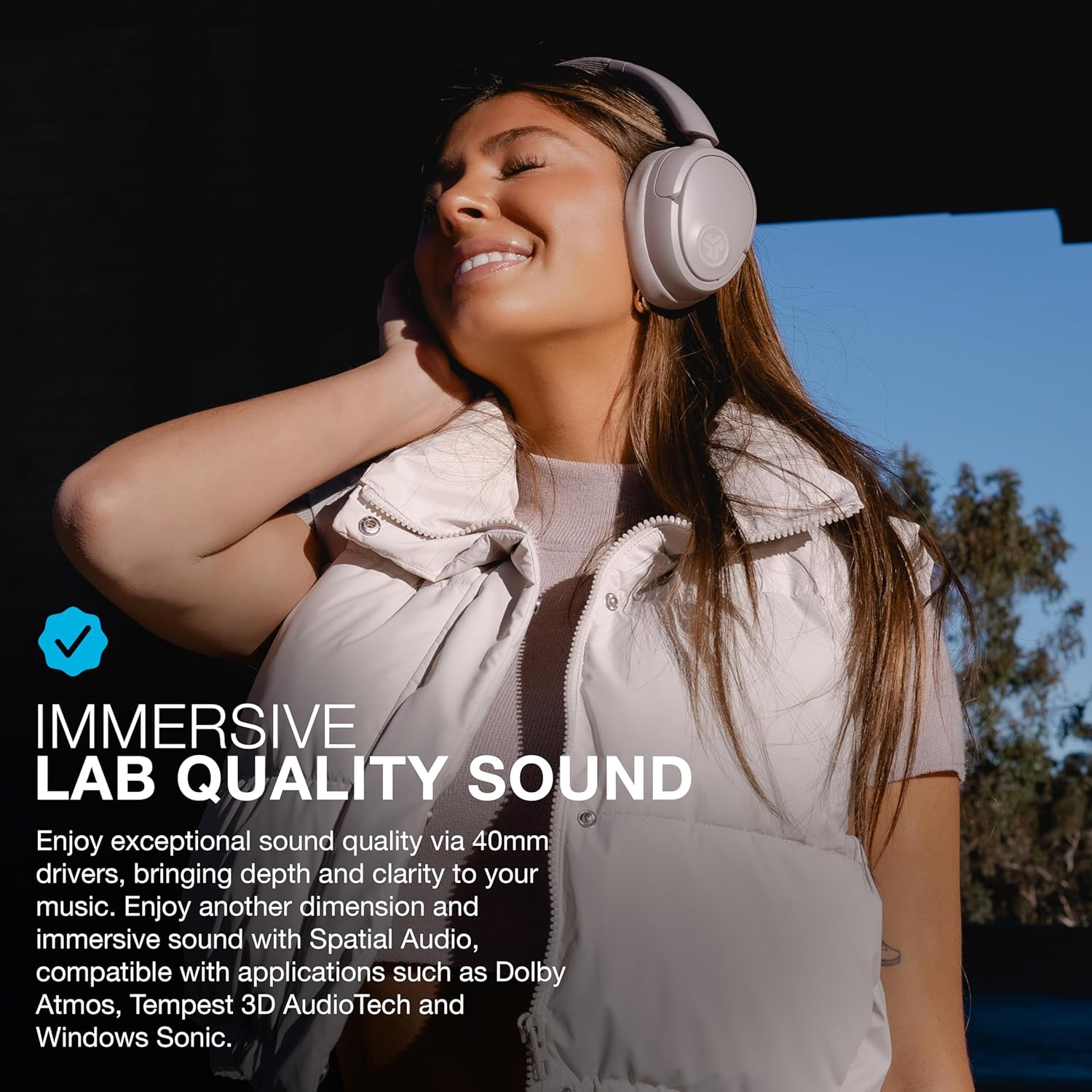 JLab JBuds Lux ANC Wireless Headphones, Mauve, Hybrid Active Noise Cancelling, Customizable Sound, Spatial Audio Compatible, Premium Over-Ear Bluetooth Headset