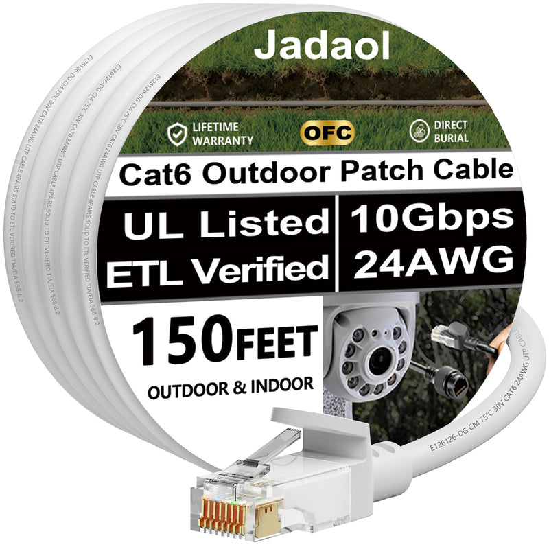 Jadaol Cat 6 Ethernet Cable 50 ft, 10Gbps Support Cat8 Cat7 Network, Flat RJ45 LAN Patch Cable, High-Speed Wired Internet Cable for Router, Modem, Switch, Gaming Consoles, PC, Streaming Devices, White