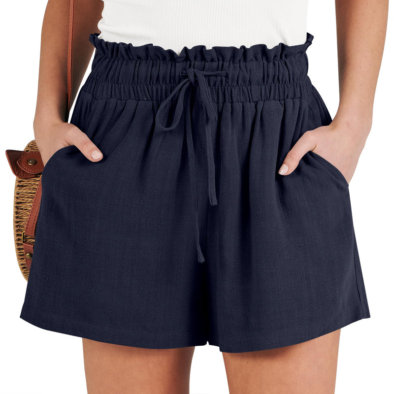 ANRABESS Linen Shorts for Women Summer Casual Wide Leg Loose High Waist Drawstring Dressy Shorts 2026 Beach Vacation Clothes