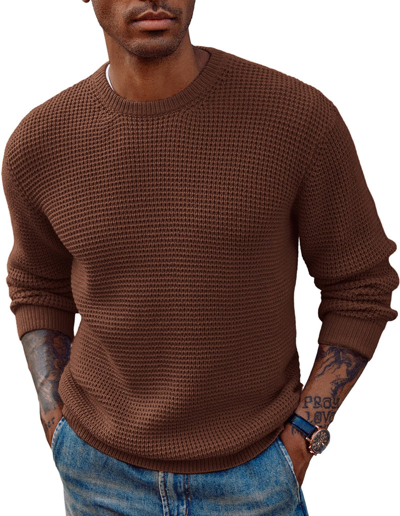 PJ PAUL JONES Mens Pullover Sweater Waffle Textured Long Sleeve Knitted Sweaters-23