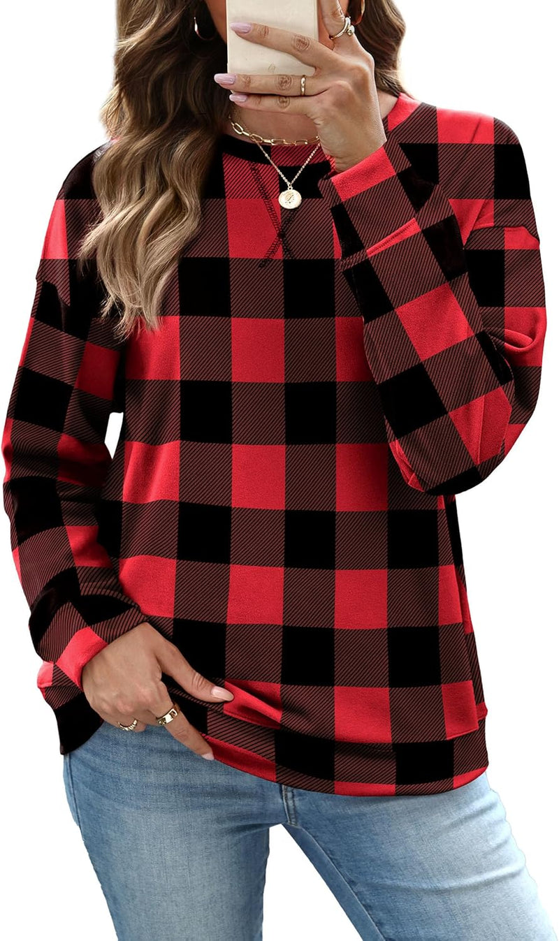 RUMIA Women's Crew Neck Sweatshirt Loose Pullover Long Sleeve Shirts Soft Tops for Women Fall Clothes 2025-59