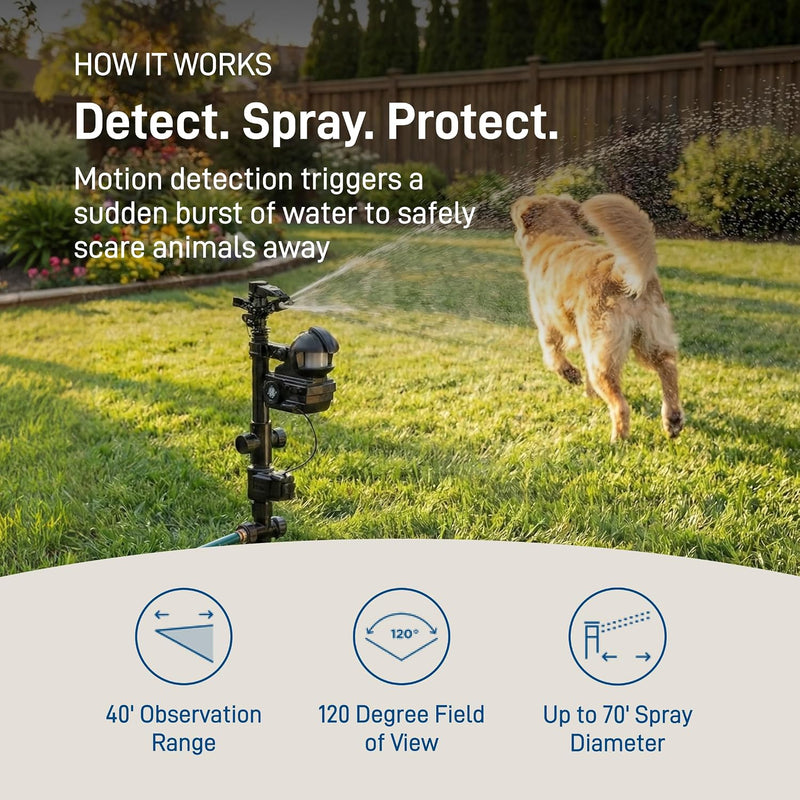 Orbit Yard Enforcer Motion-Activated Sprinkler - Outdoor Animal Repeller & Lawn Protector - Motion Sensor - Multi-Angle Detection - Weatherproof Dual-Purpose Sprinkler - 62100