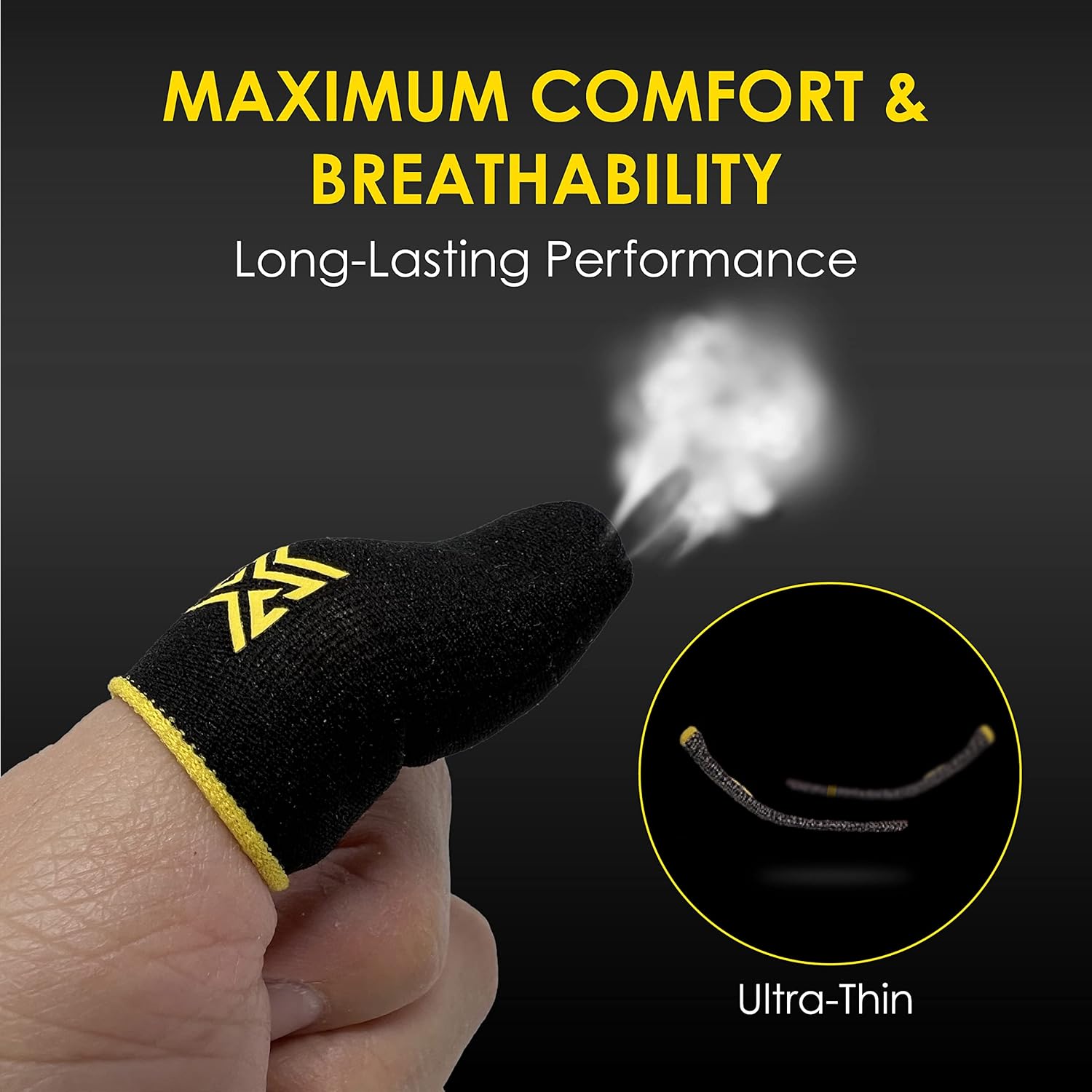 MGC ClawSocks 6 Pack Carbon, Gamer Finger & Thumb Sleeves, Mobile Gaming Stabilizer & Compression Support Black