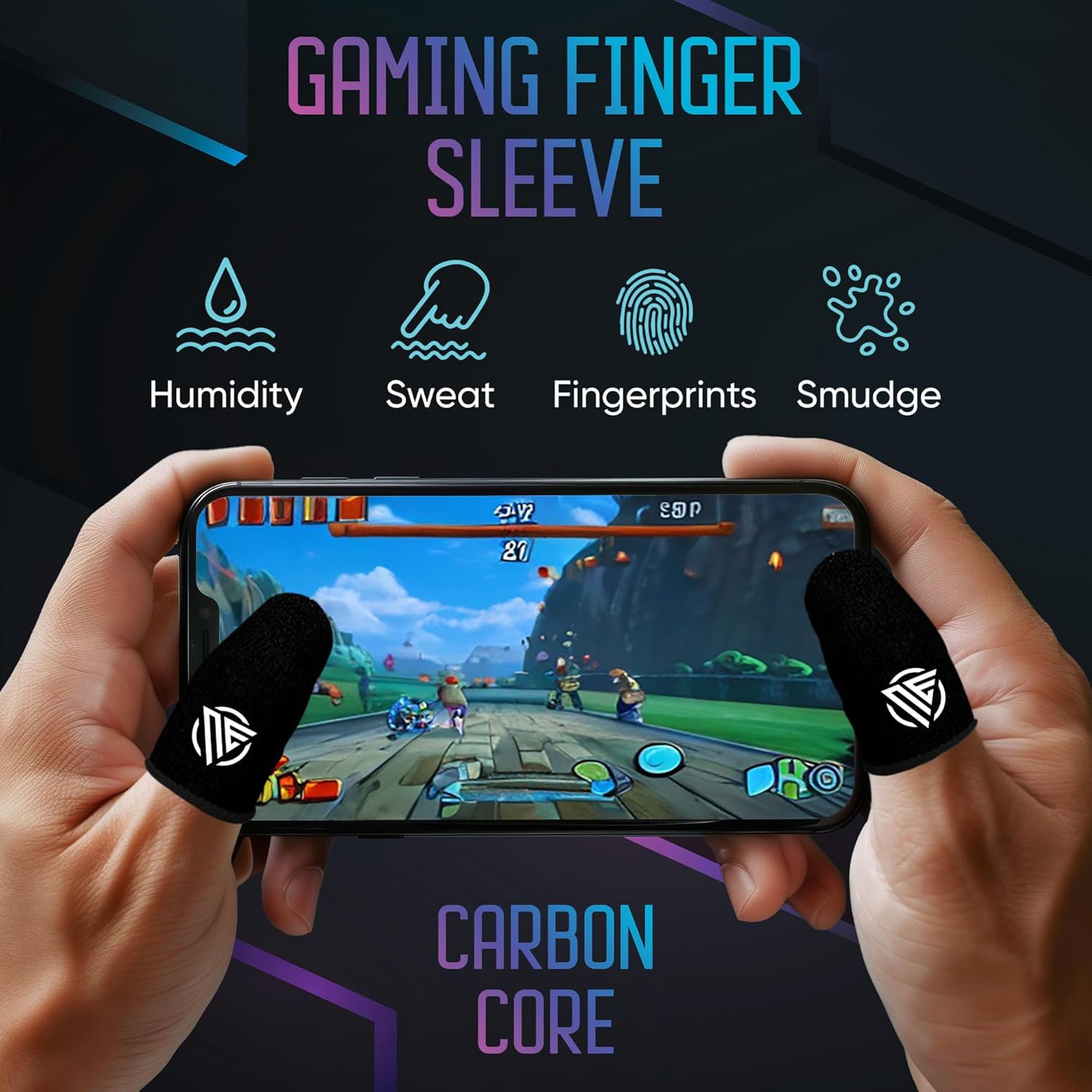Gaming Finger Sleeves,Ultra-Thin Carbon Fiber,Anti-Sweat & Anti-Slip,Universal for all Phones & Tablets