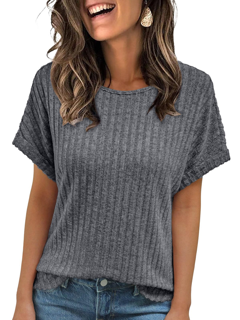 AUTOMET Women Textured Shirts Fall Sweaters Loose Fit Short Sleeve Tunic Tops 2025 Dressy Casual Business Blouses-63