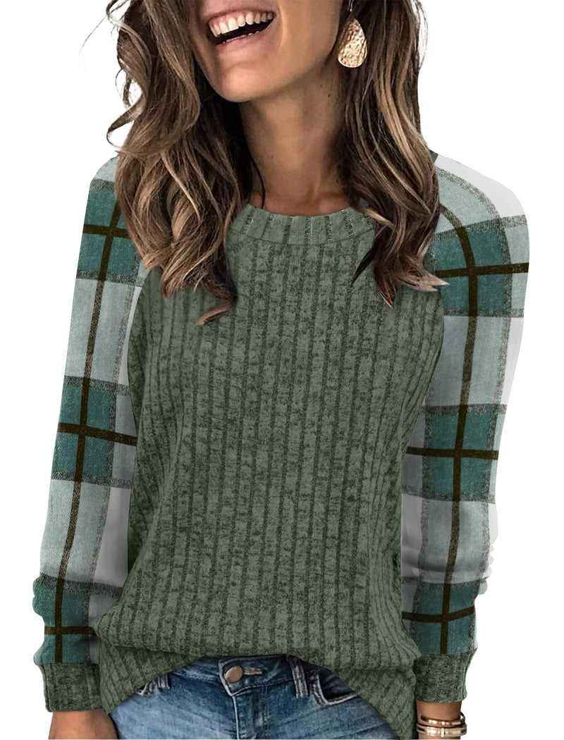 WIHOLL Long Sleeve Shirts for Women Lightweight Sweaters Fall Outfits 2025 Color Block Winter Clothing Dressy Casual Soft-29