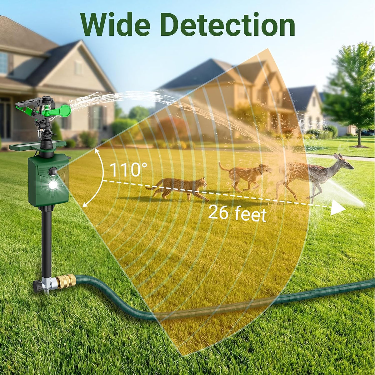 Solar Motion Sensor Deer Repellent Sprinkler Animal Deterrent Repeller with Motion Activated Sprinklers 1 Pack for Animal Flashing Lights Dog Cat Squirrel for Lawn Garden Farmland