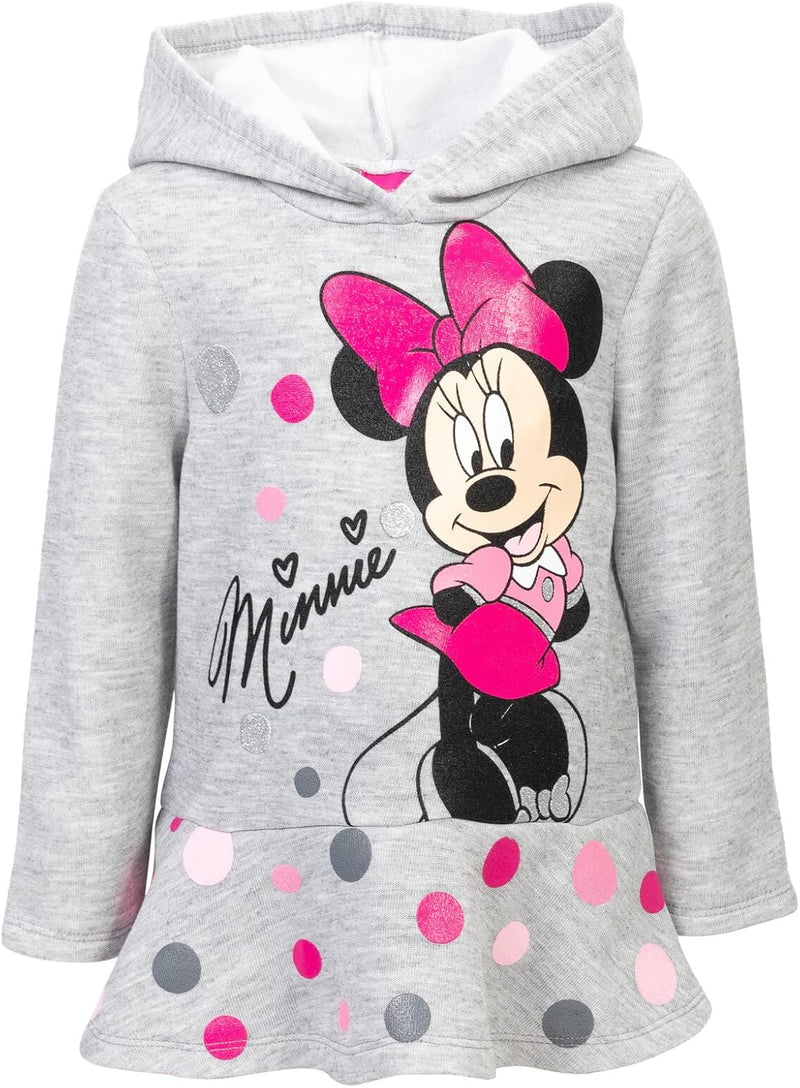 Disney Minnie Mouse Fleece Pullover Crossover Hoodie and Leggings Outfit Set Infant to Big Kid Sizes (12 Months - 14-16)