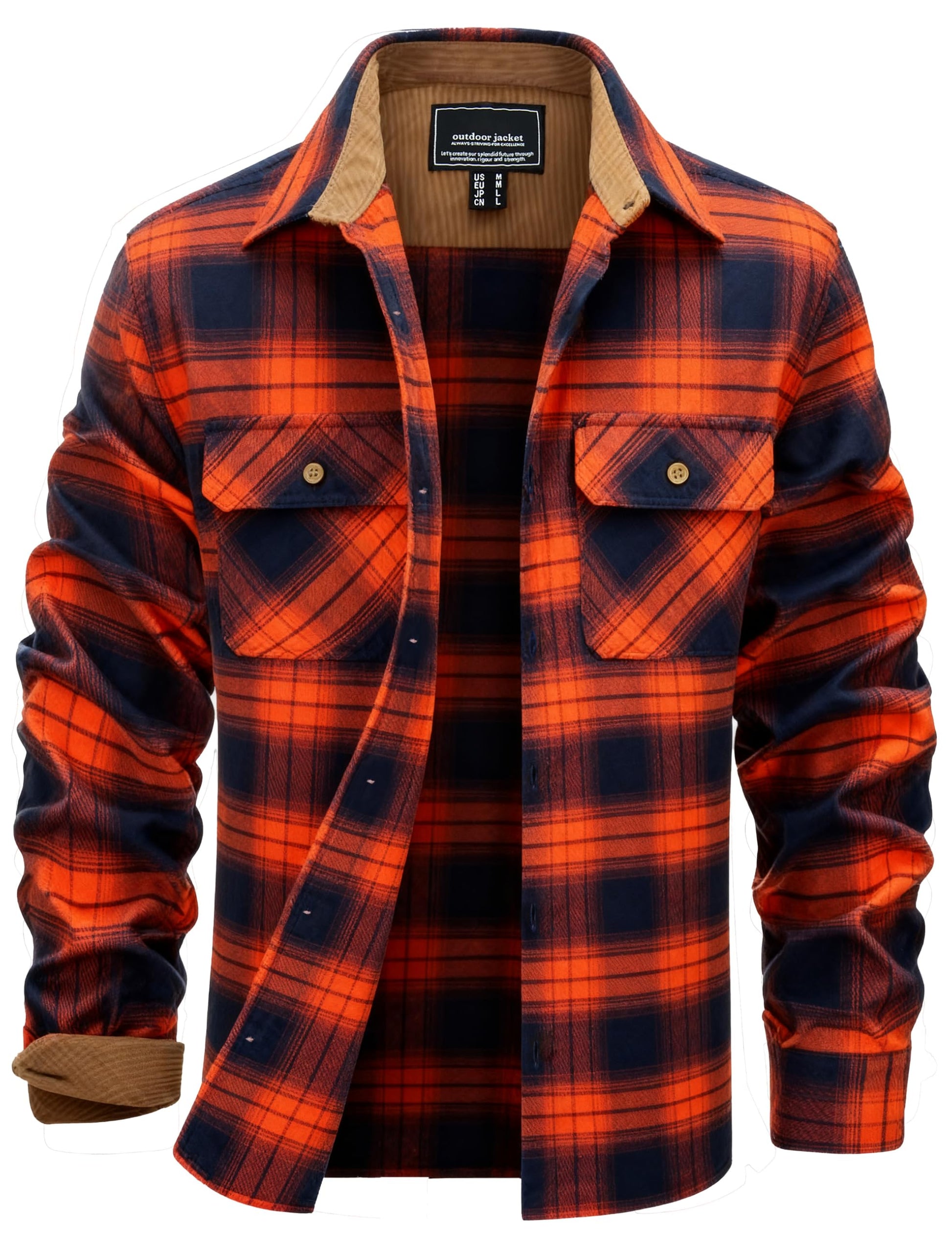 EKLENTSON Men's Flannel Shirts Lightweight Cotton Button Down Long Sleeve Shirt Casual Plaid Pocket Shirts Outdoor Work-10