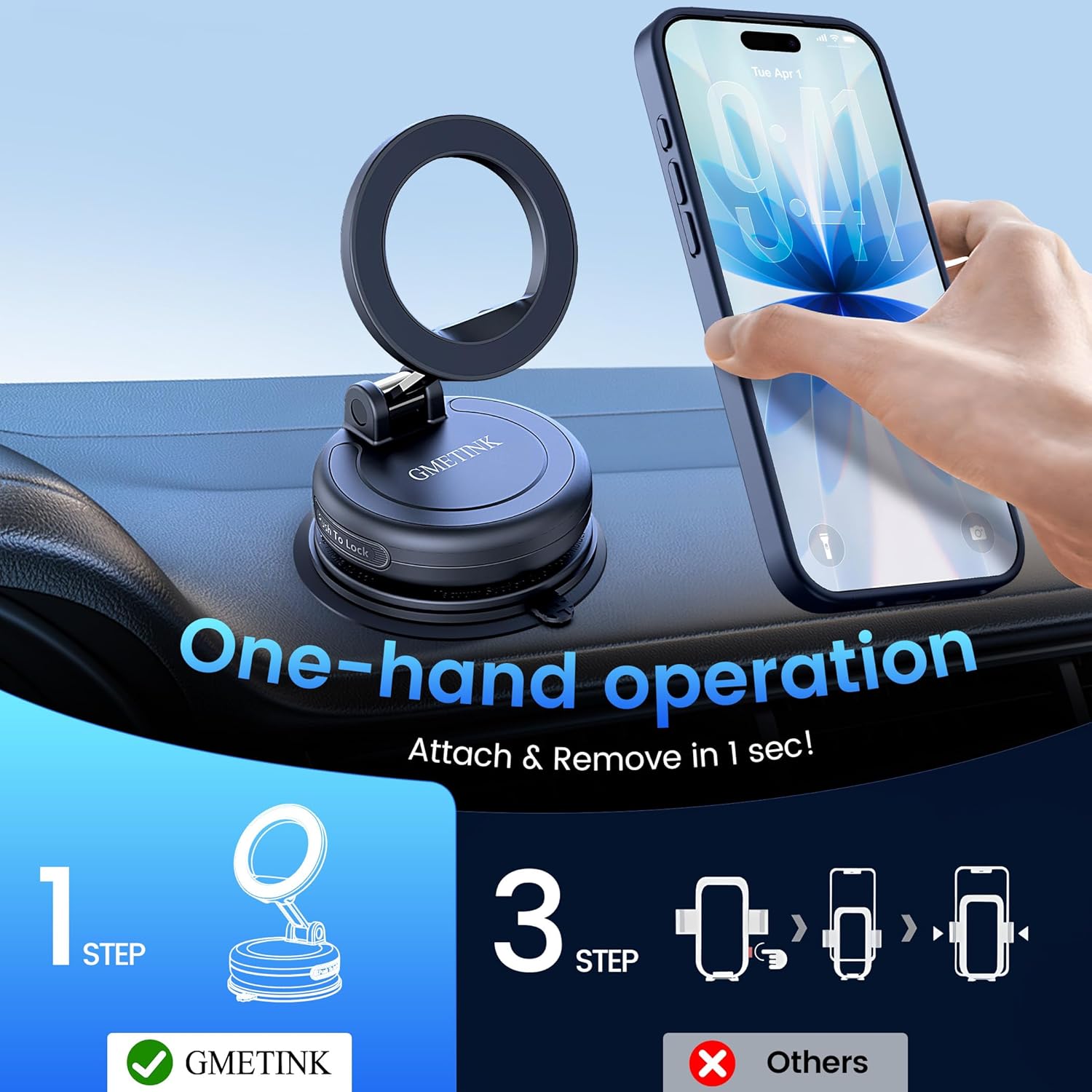 Car Phone Holder for Magsafe—360° Rotation and Dual-axis Adjustment Phone Mount, Up to 78LBS Suction, Compatible with Magsafe Case, for iPhone 17, 16, 15, 14, 13,12Series,Galaxy Ultra/26+/26