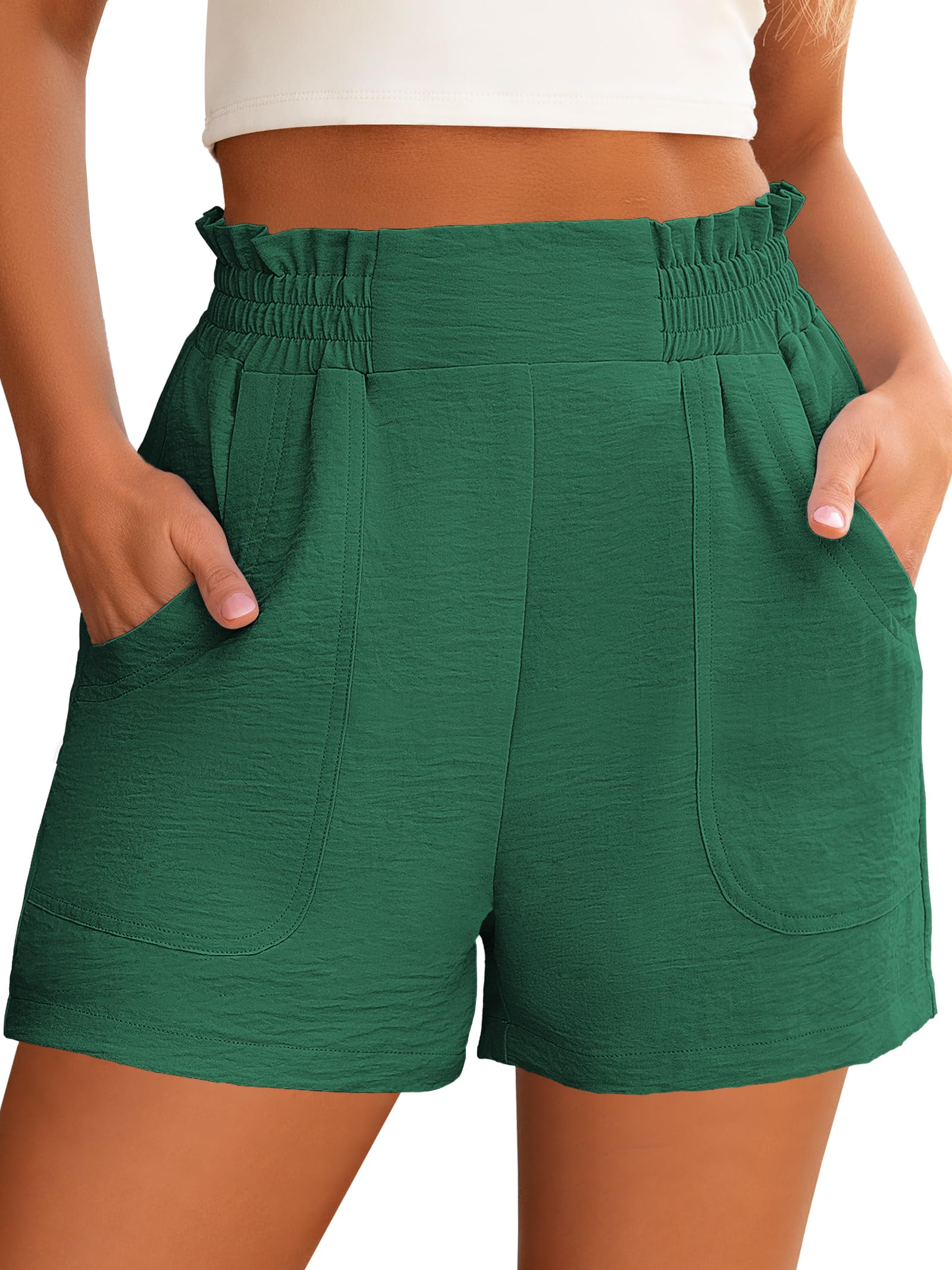 ANRABESS Shorts for Women Summer Casual Elastic High Waisted Wide Leg Cute Dressy Beach Shorts 2026 Vacation Beach Clothes