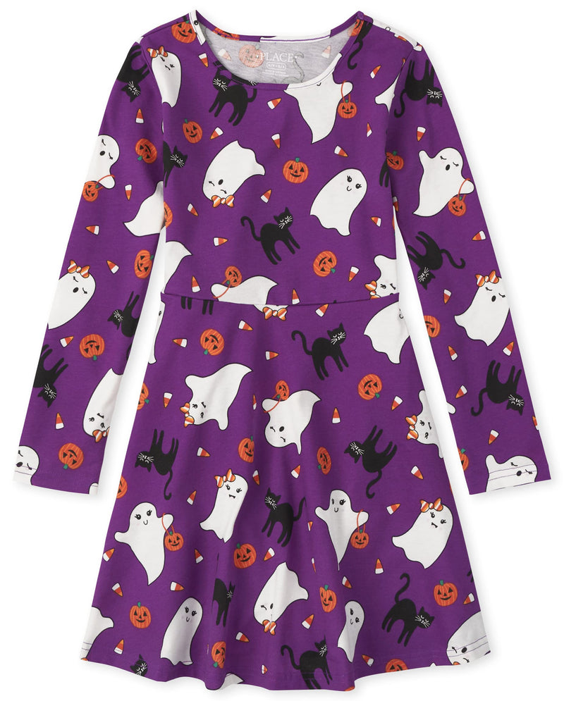 The Children's Place Girls Printed Skater Dress, Long Sleeve