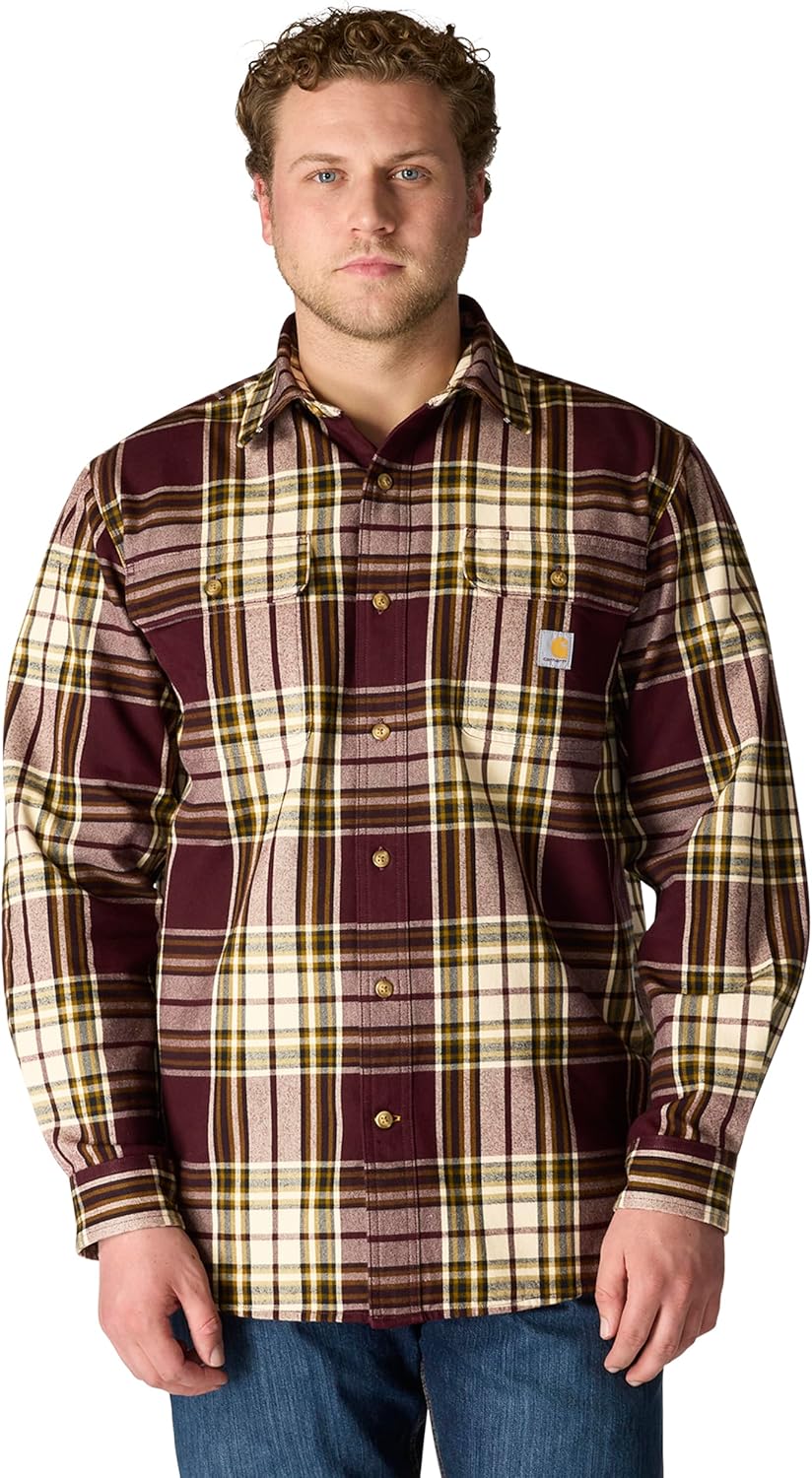Carhartt Men’s Loose Fit Heavyweight Flannel Long-Sleeve Plaid Shirt