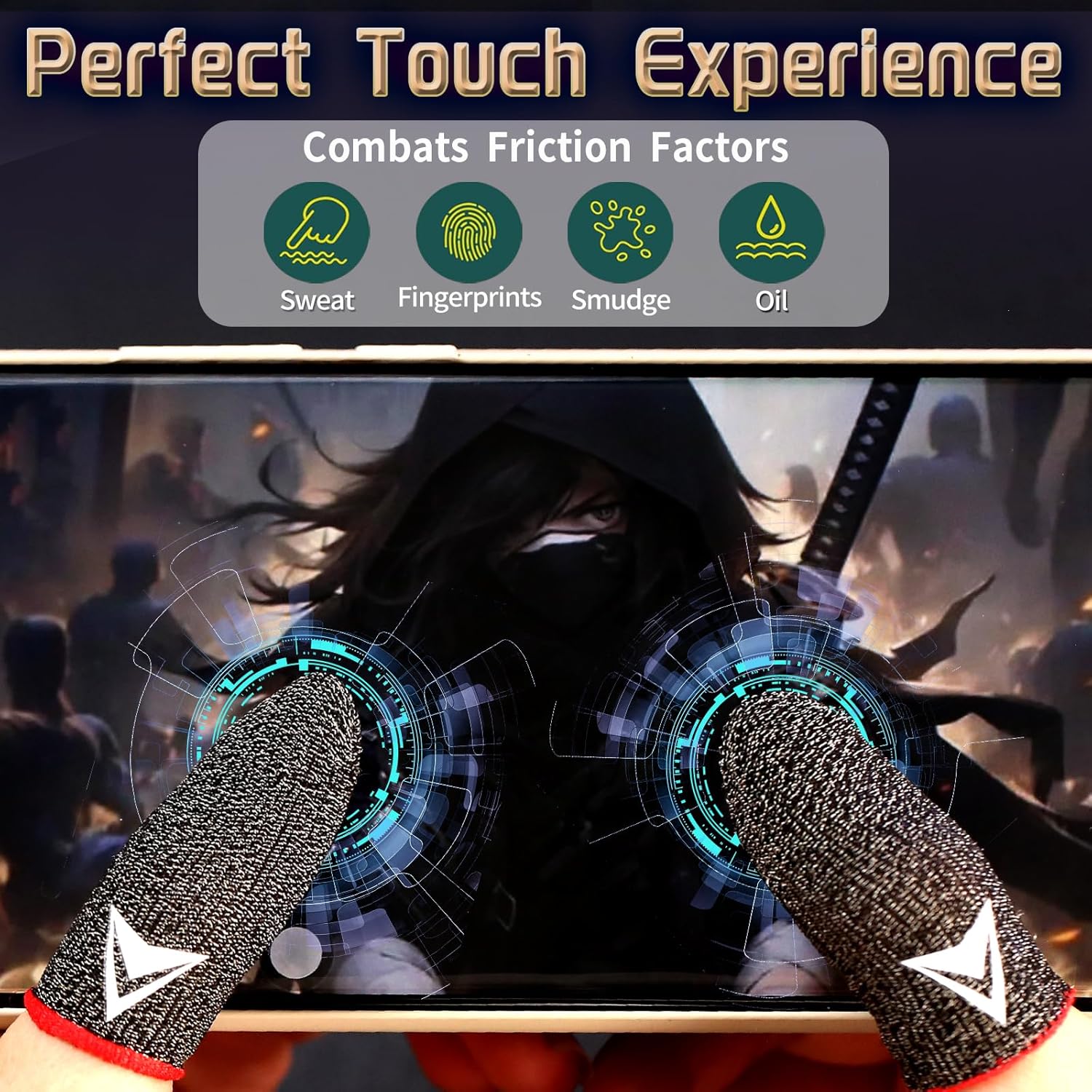 6 Pack Finger Sleeves for Gaming,Thumb Sleeves for Mobile Gaming,Anti Sweat,Ultra Thin Silver Fiber,Suitable for Most Gamers,Gaming Finger Gloves for PUBG COD Dedales,Covers