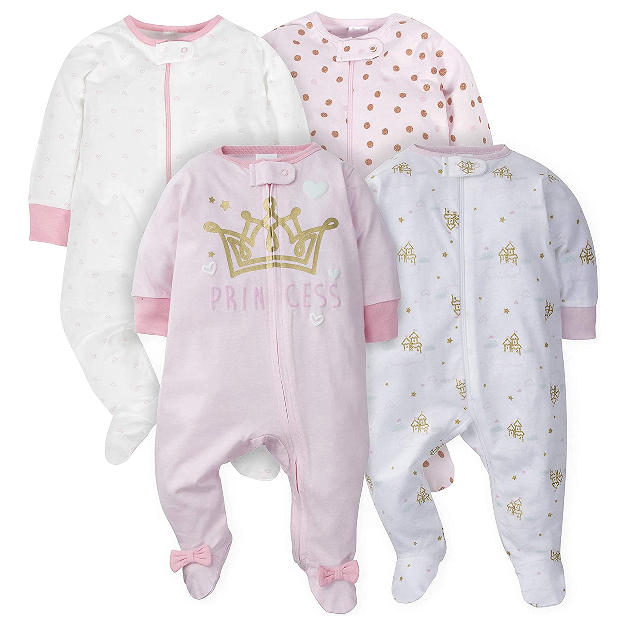 Gerber baby-girls 4 Pack Sleep N' Play Footie
