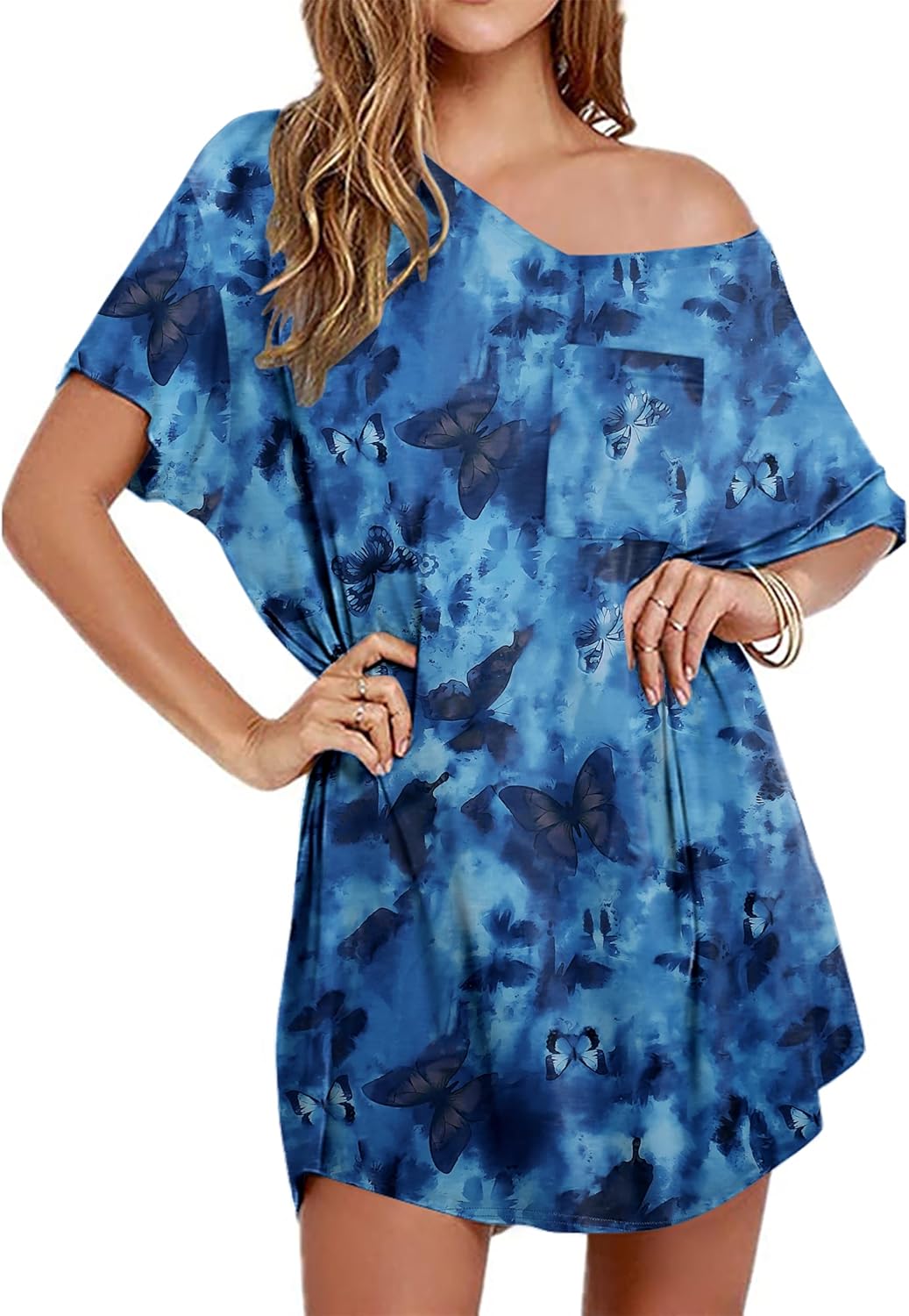 Ekouaer Womens Tshirt Nightgown Cotton V Neck Sleepshirts Comfy Casual Nightshirt for Women-30