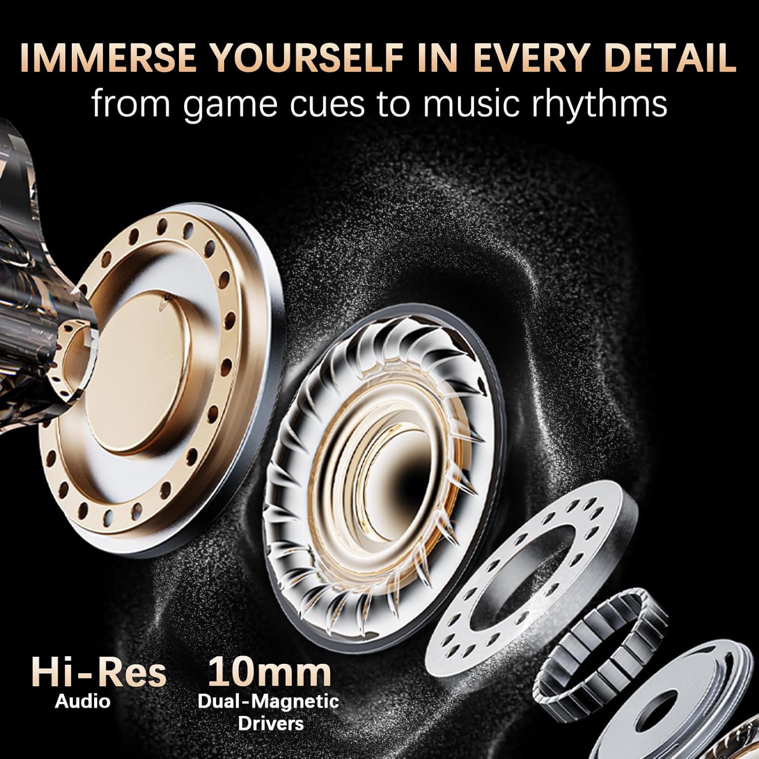 in Ear Gaming Earbuds with mic, 3.5mm & Type-C Dual Version, 10mm Driver for HiFi Sound, in-Line Control,Deep Bass,Noise Isolating Fit for Xbox,PC, Phone, Switch, PS5(3.5mm)