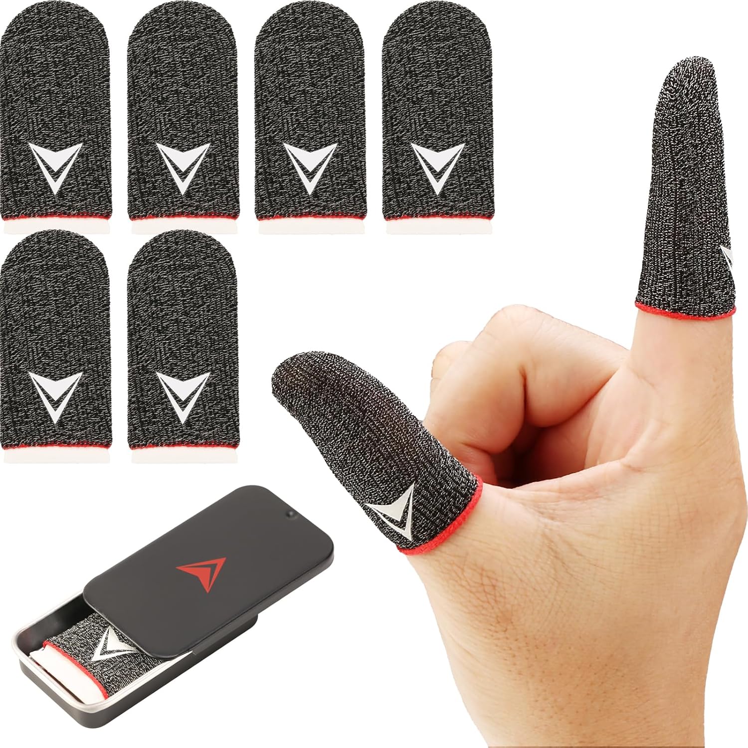 6 Pack Finger Sleeves for Gaming,Thumb Sleeves for Mobile Gaming,Anti Sweat,Ultra Thin Silver Fiber,Suitable for Most Gamers,Gaming Finger Gloves for PUBG COD Dedales,Covers