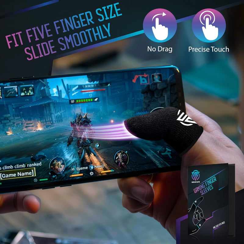 Gaming Finger Sleeves,Ultra-Thin Carbon Fiber,Anti-Sweat & Anti-Slip,Universal for all Phones & Tablets
