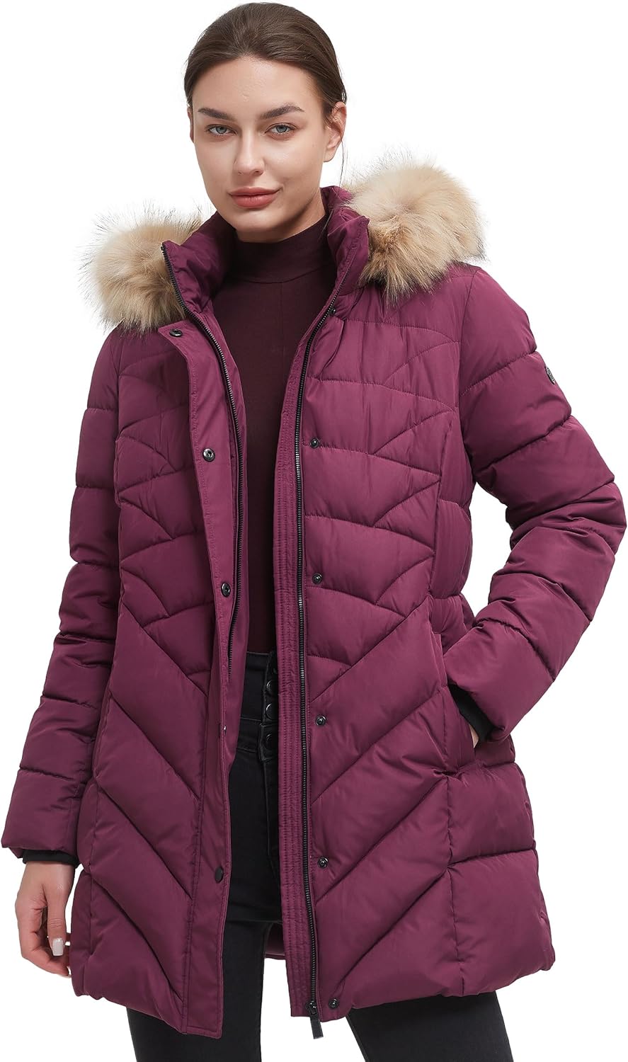 BINACL Women's Winter Warm Thicken Long Outwear Pockets Coat Parka Jacket XS-3XL-44