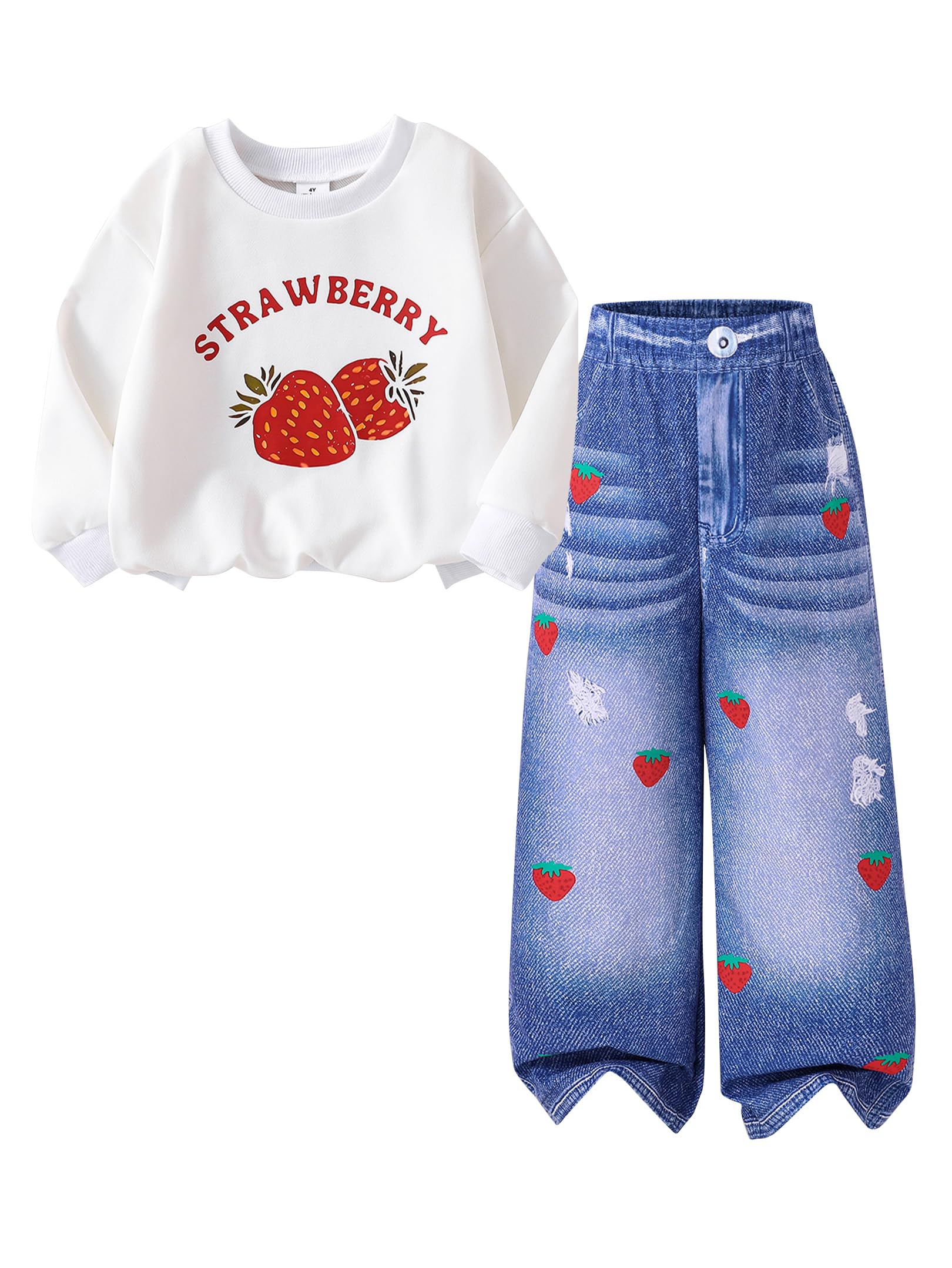 VeryNew Toddler Girl Clothes Sets, 2Pcs Cute Fall Outfit for Little Girls, Long Sleeve Top & Pants for Size 4-8T