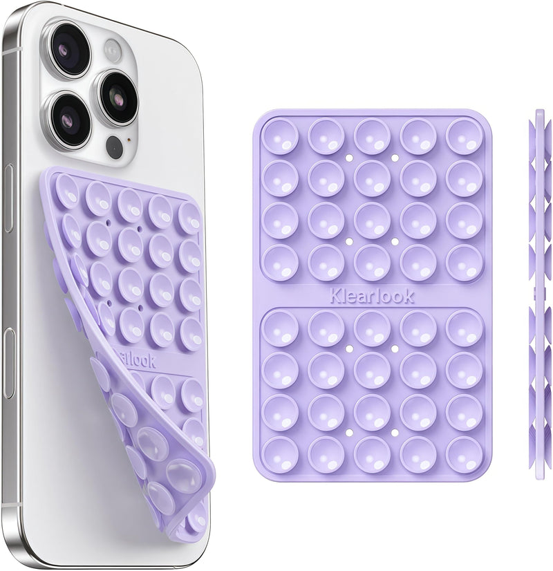 Klearlook Silicone Suction Cup Phone Case Mount Double Sided, Sticky Phone Grip with Higher Suction Power for Cell Phone, Hands-Free Phone Accessories Holder for Selfies and Videos, Transparent