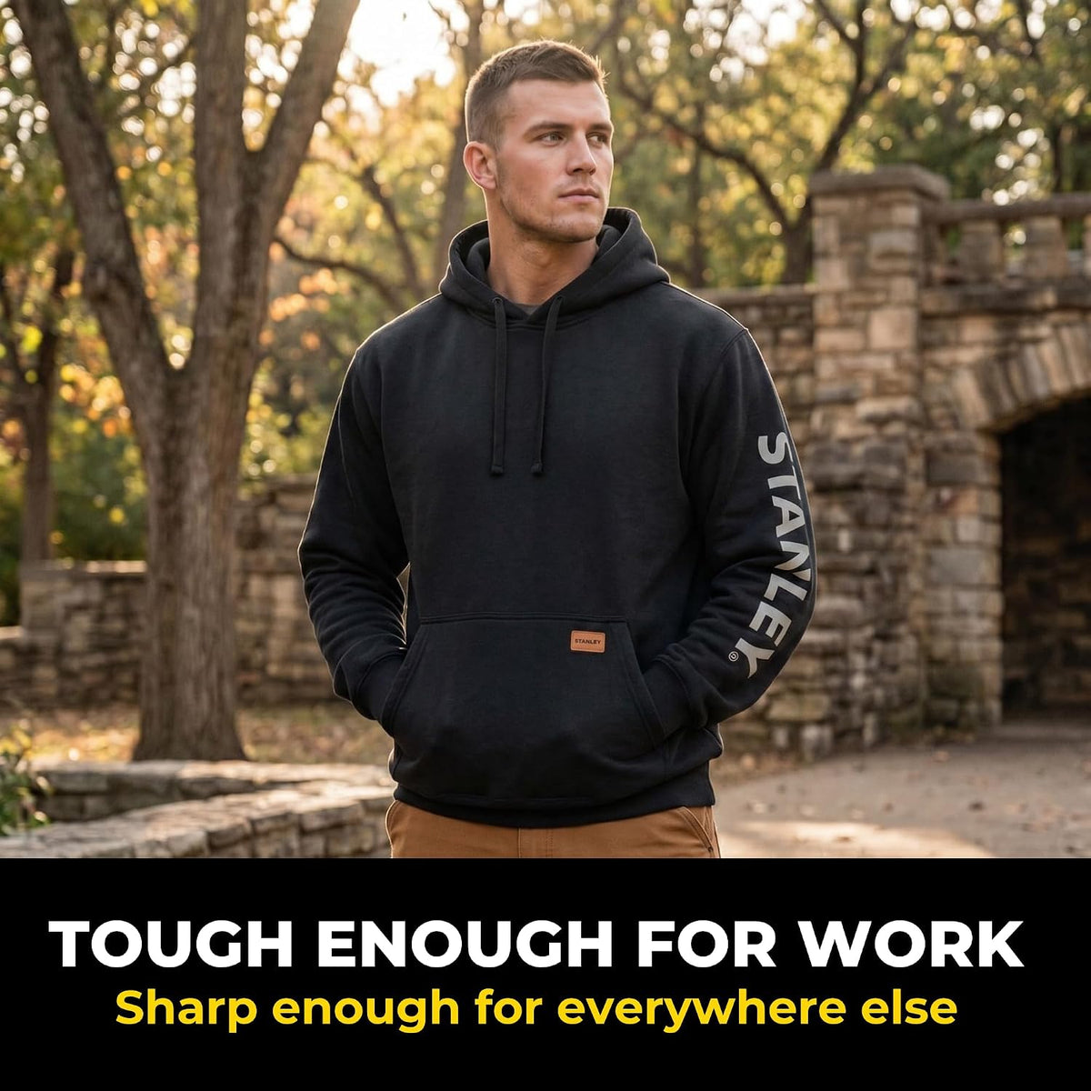 STANLEY Heavyweight Hoodie Men - Work Hoodie Heavy Duty Pullover Sweatshirt