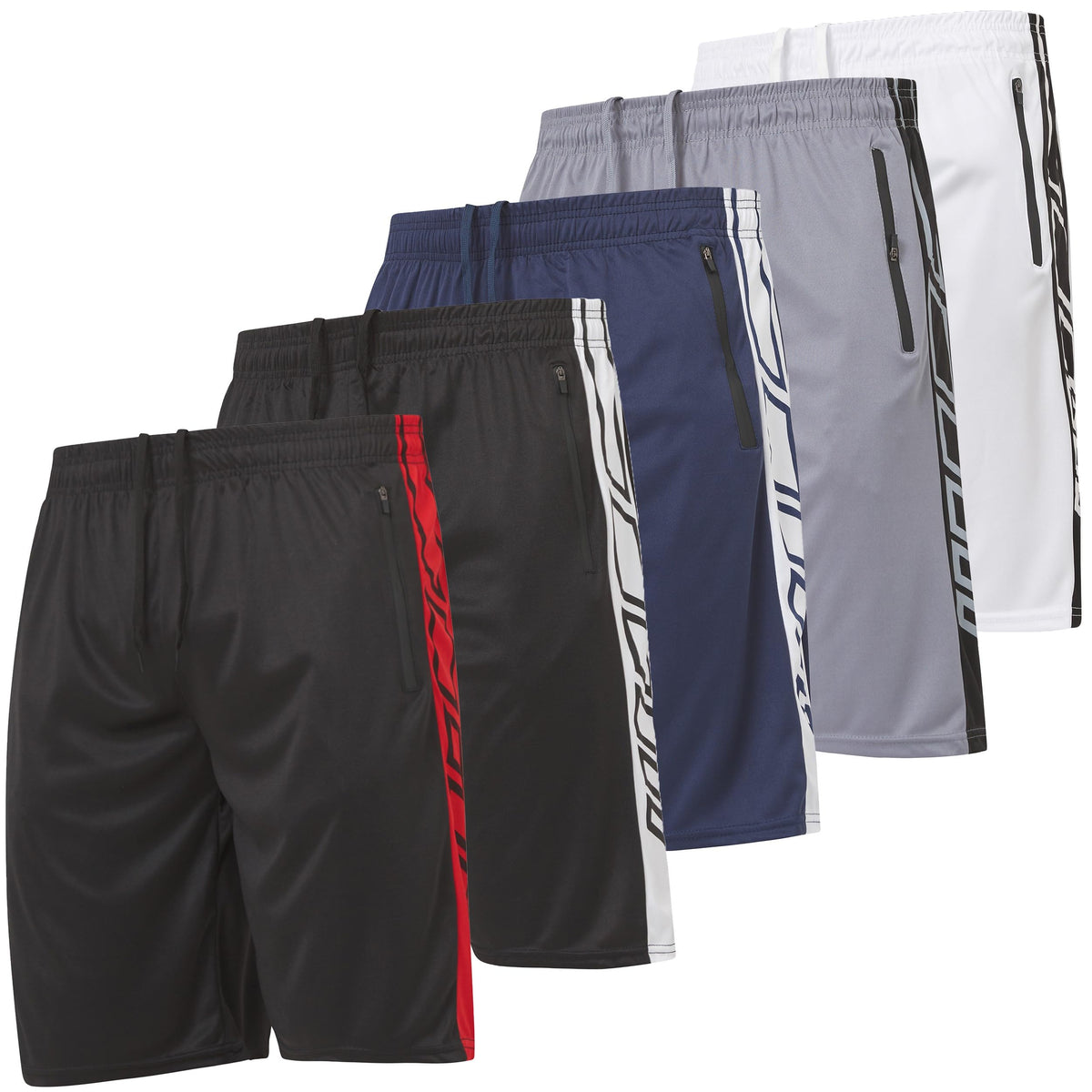 Ultra Performance Mens 5 Pack Athletic Running Shorts, Loose fit Basketball Gym Workout Shorts for Men with Zippered Pockets