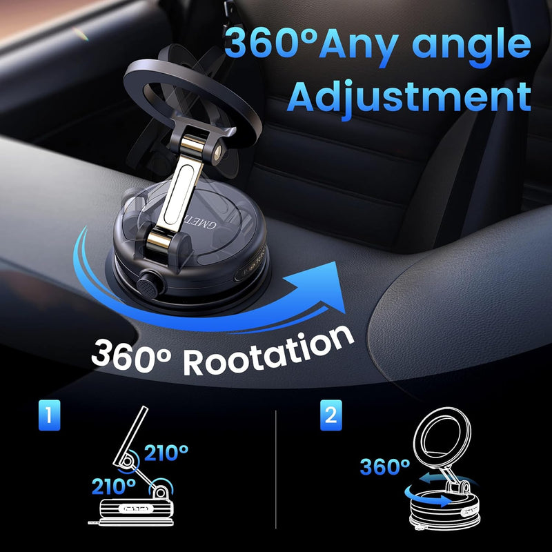 Car Phone Holder for Magsafe—360° Rotation and Dual-axis Adjustment Phone Mount, Up to 78LBS Suction, Compatible with Magsafe Case, for iPhone 17, 16, 15, 14, 13,12Series,Galaxy Ultra/26+/26