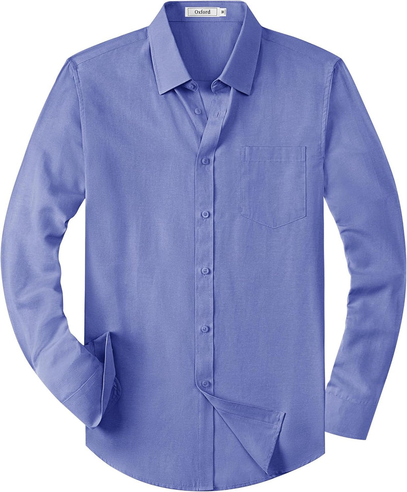 Mens Oxford Shirts Long Sleeve Business Casual Cotton Dress Shirt Wedding Dating Party Button Down Tops with Pocket-30