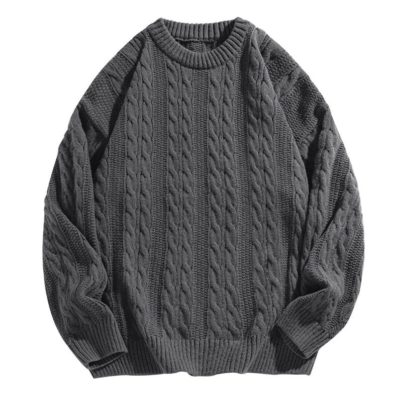 Mens Oversized Sweater Unisex Crewneck Cable Knit Sweater Pullover Aesthetic Streetwear Casual Sweaters Jumper-37