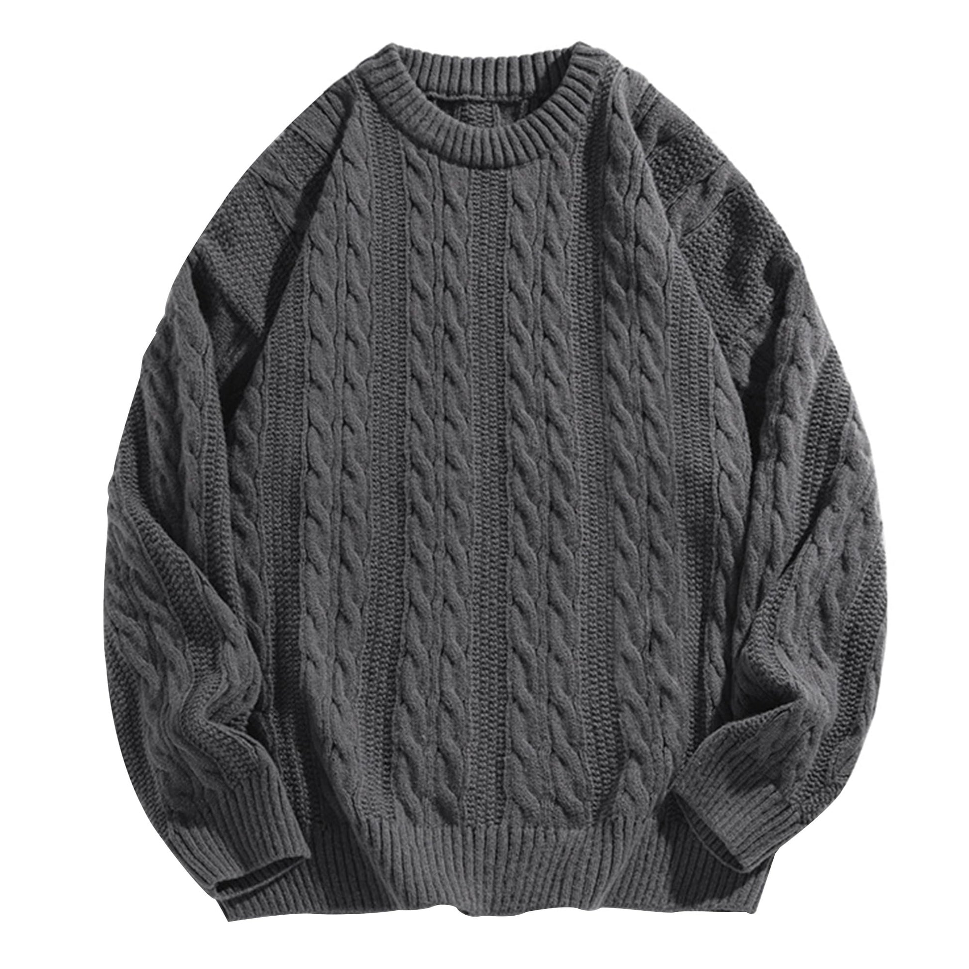 Mens Oversized Sweater Unisex Crewneck Cable Knit Sweater Pullover Aesthetic Streetwear Casual Sweaters Jumper-36