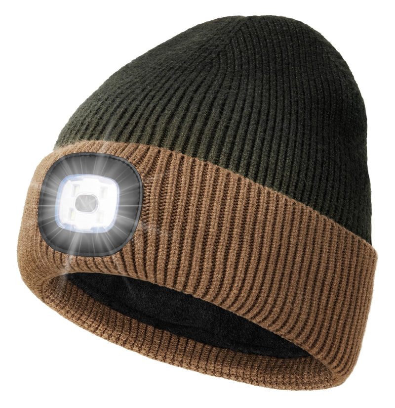 MELASA Winter Fleece Lined Beanie with The Light, Warm Gifts for Men Dad
