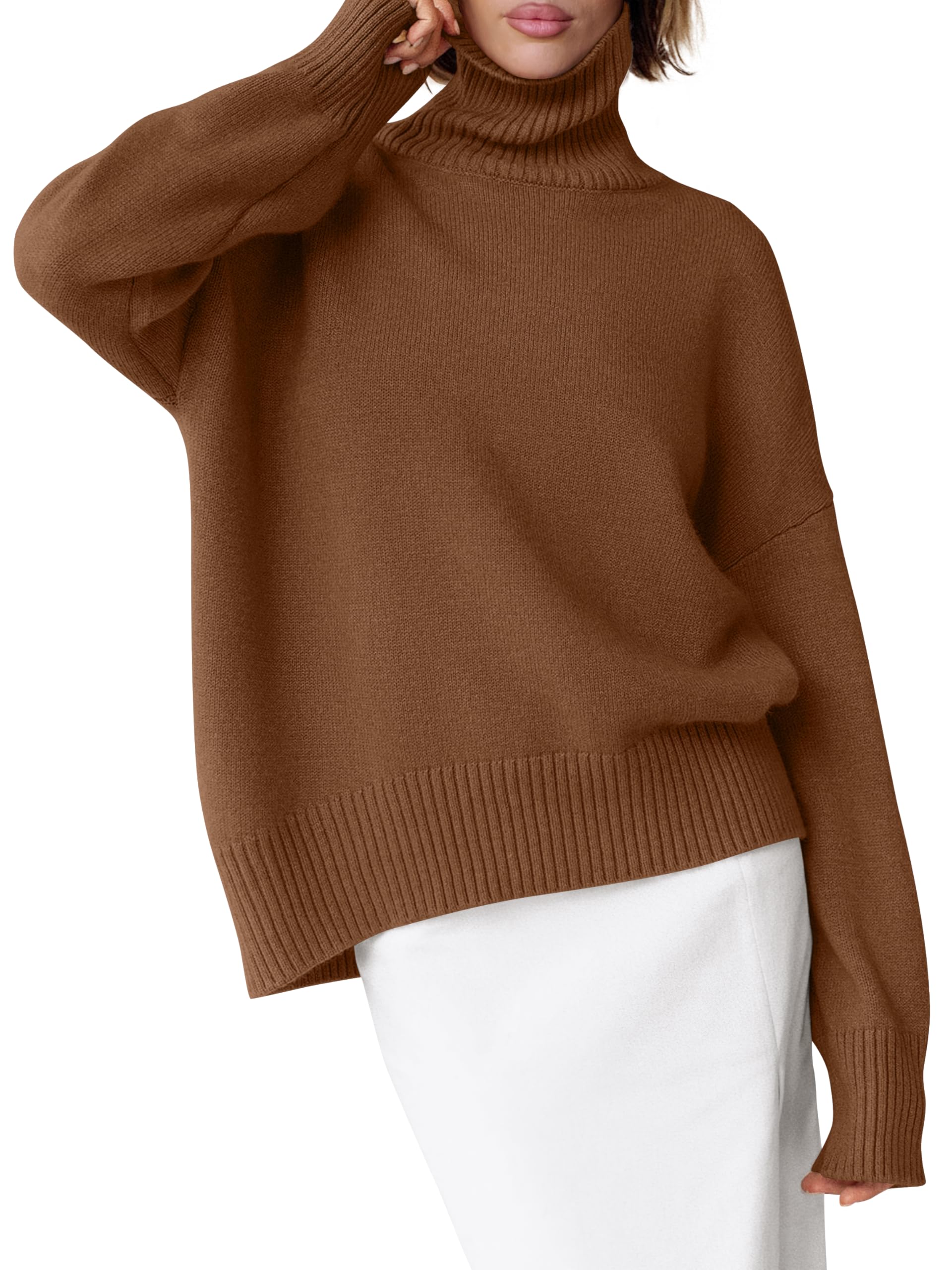 ANRABESS Womens Turtleneck Sweaters Oversized Chunky Long Sleeve Knit High Low Hem Pullover Top 2025 Fall Winter Fashion-47