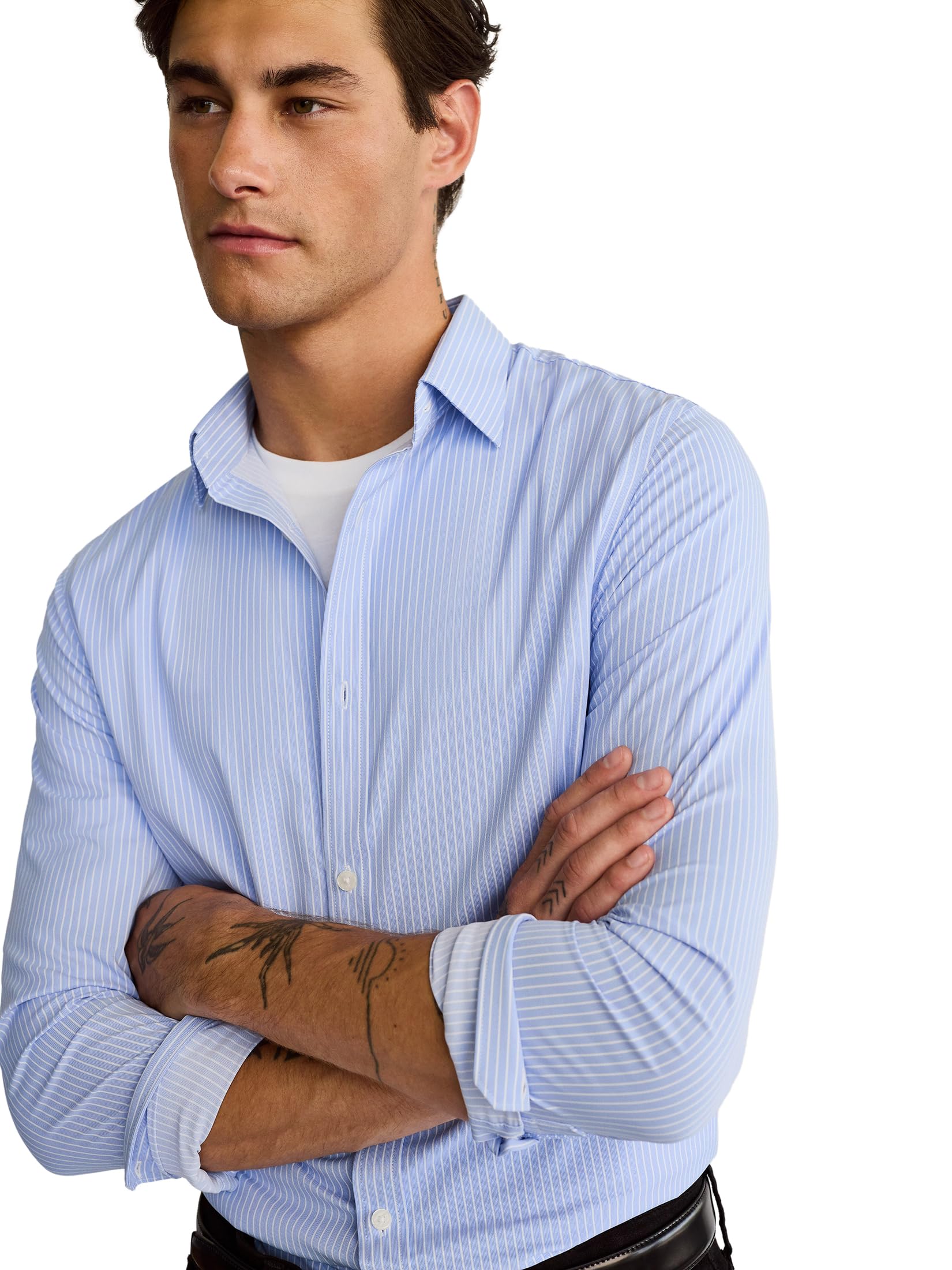 EXPRESS Men’s Everyday Performance Dress Shirt – Slim Fit Stretch Solid Button-Up, Moisture-Wicking, Wrinkle Resistant