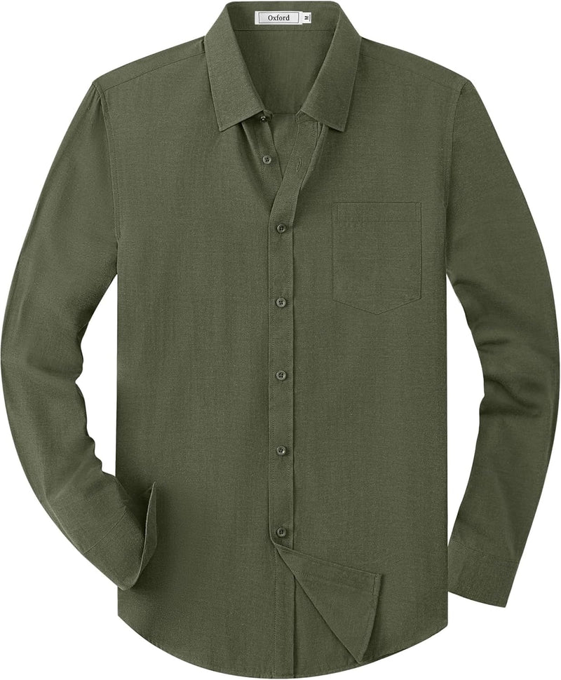 Mens Oxford Shirts Long Sleeve Business Casual Cotton Dress Shirt Wedding Dating Party Button Down Tops with Pocket-62