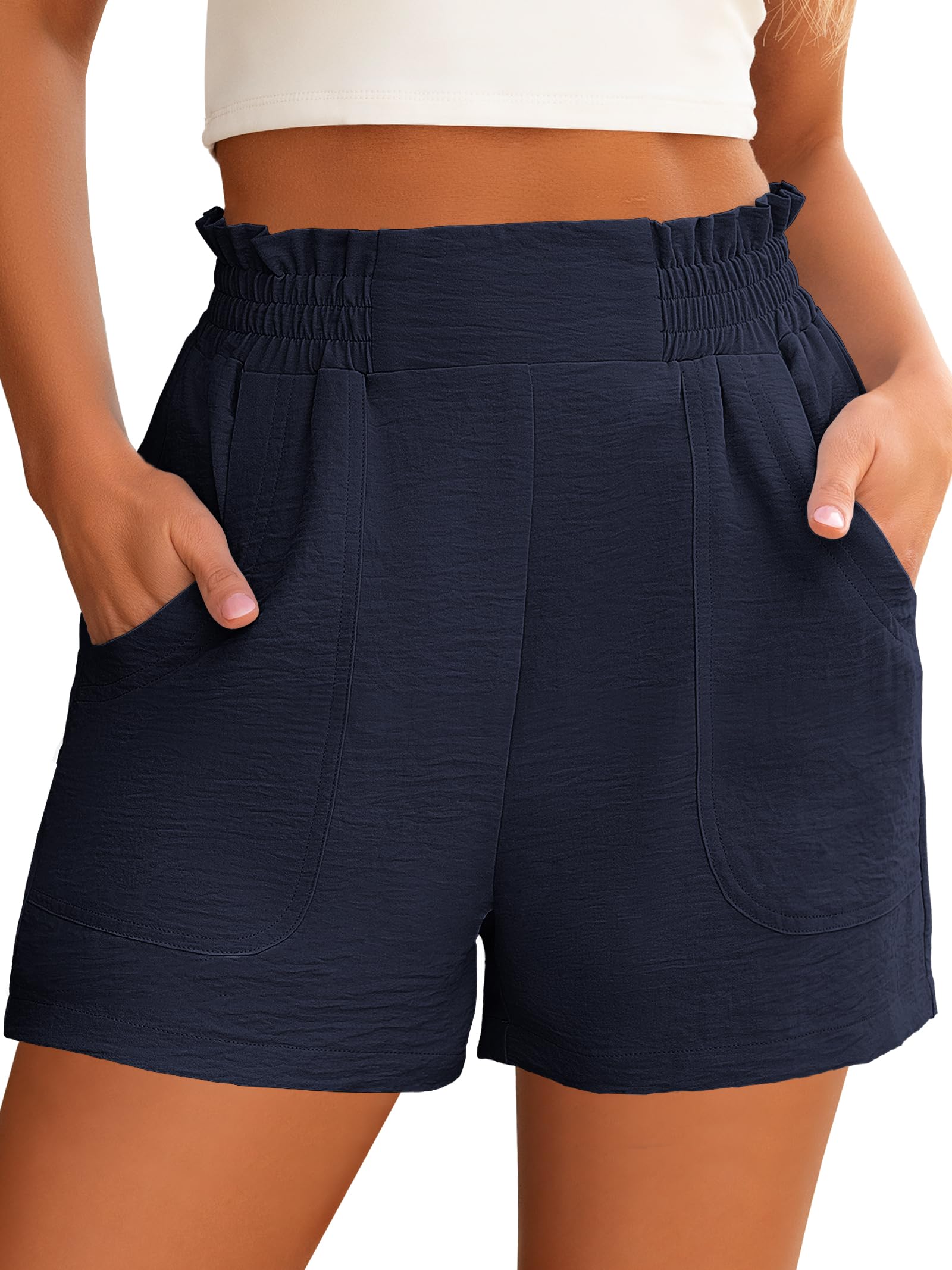 ANRABESS Shorts for Women Summer Casual Elastic High Waisted Wide Leg Cute Dressy Beach Shorts 2026 Vacation Beach Clothes