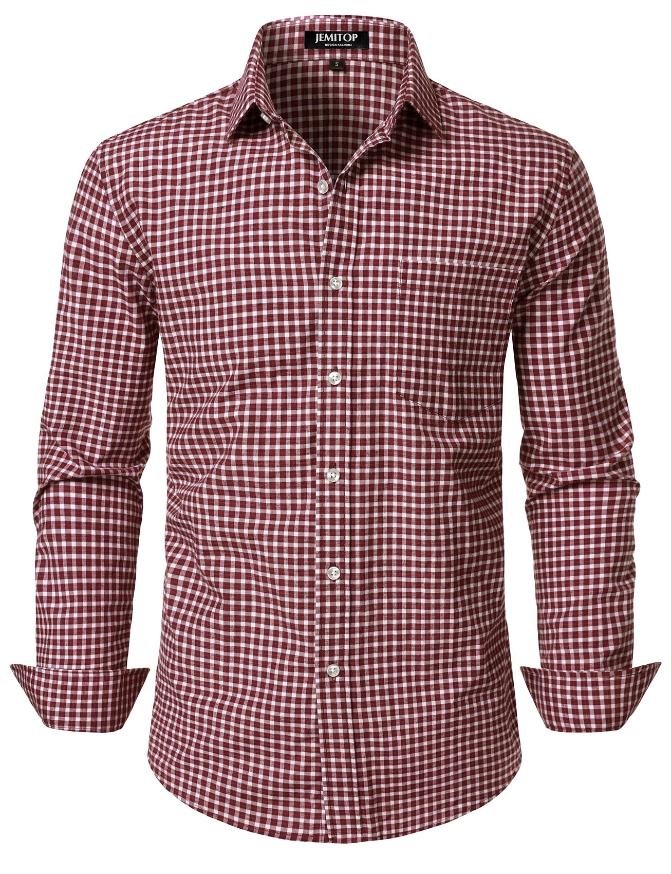 JEMITOP Men's Transitional Weather Slim Fit Long Sleeve Button Down Shirt Business Casual Dress Shirts with Pocket-13