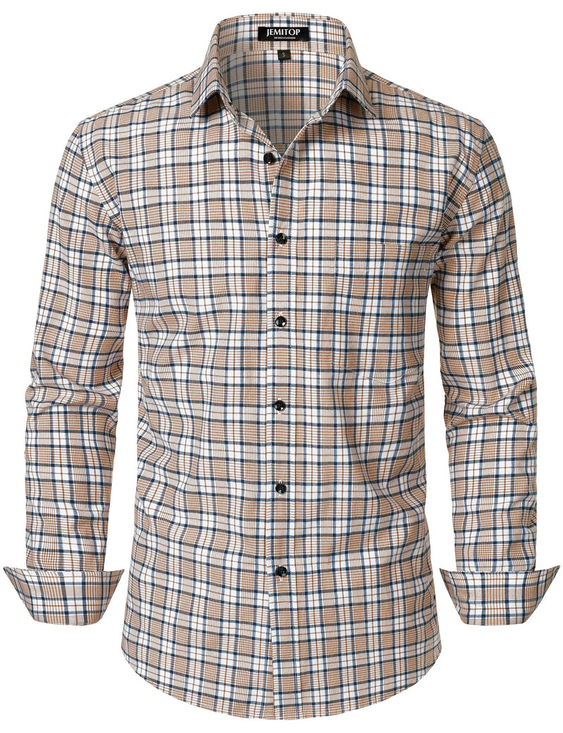 JEMITOP Men's Transitional Weather Slim Fit Long Sleeve Button Down Shirt Business Casual Dress Shirts with Pocket-80