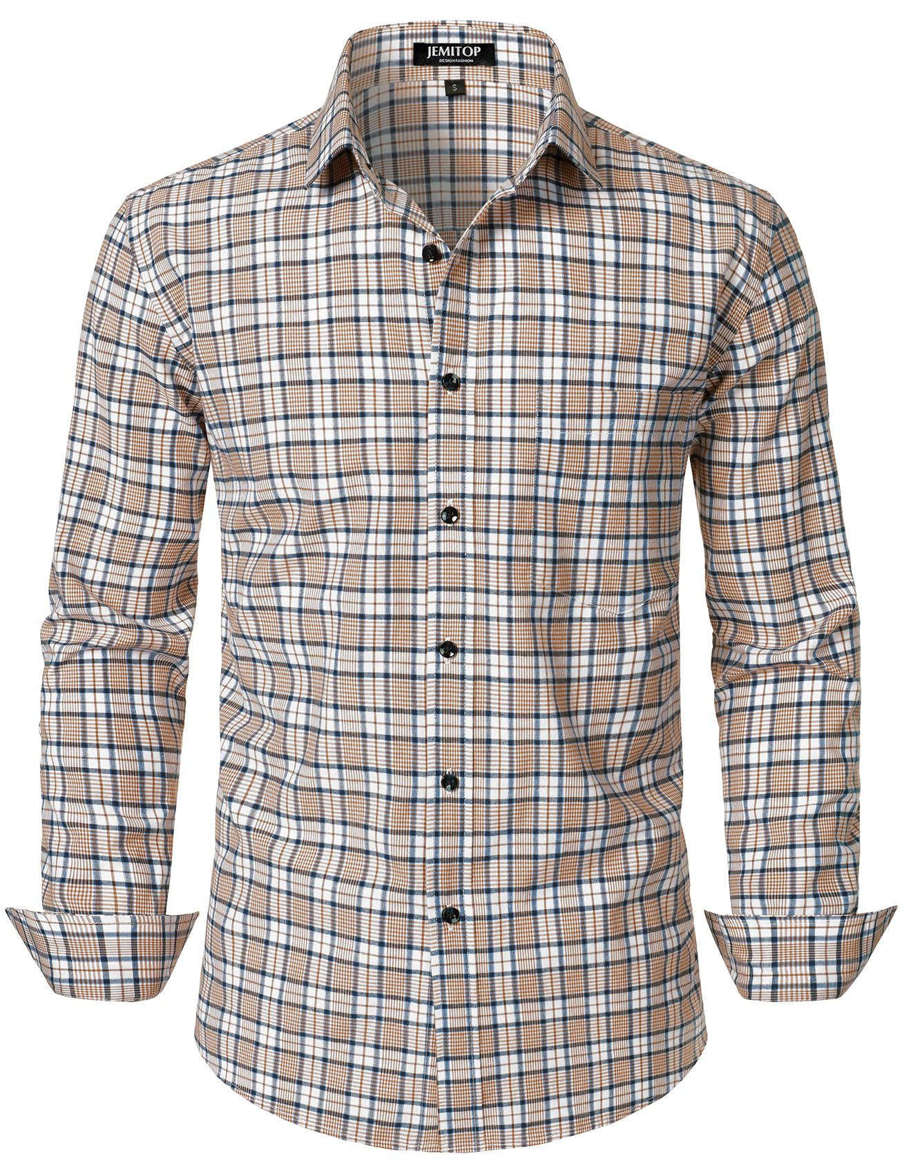 JEMITOP Men's Transitional Weather Slim Fit Long Sleeve Button Down Shirt Business Casual Dress Shirts with Pocket-74