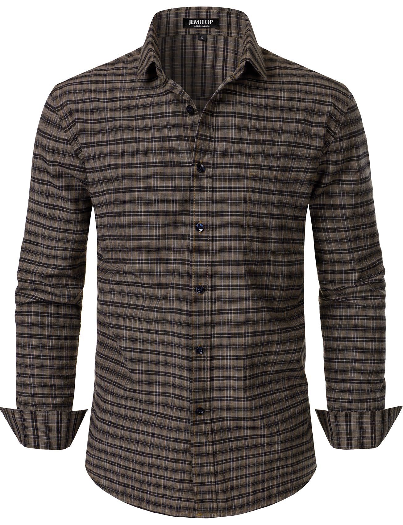 JEMITOP Men's Transitional Weather Slim Fit Long Sleeve Button Down Shirt Business Casual Dress Shirts with Pocket